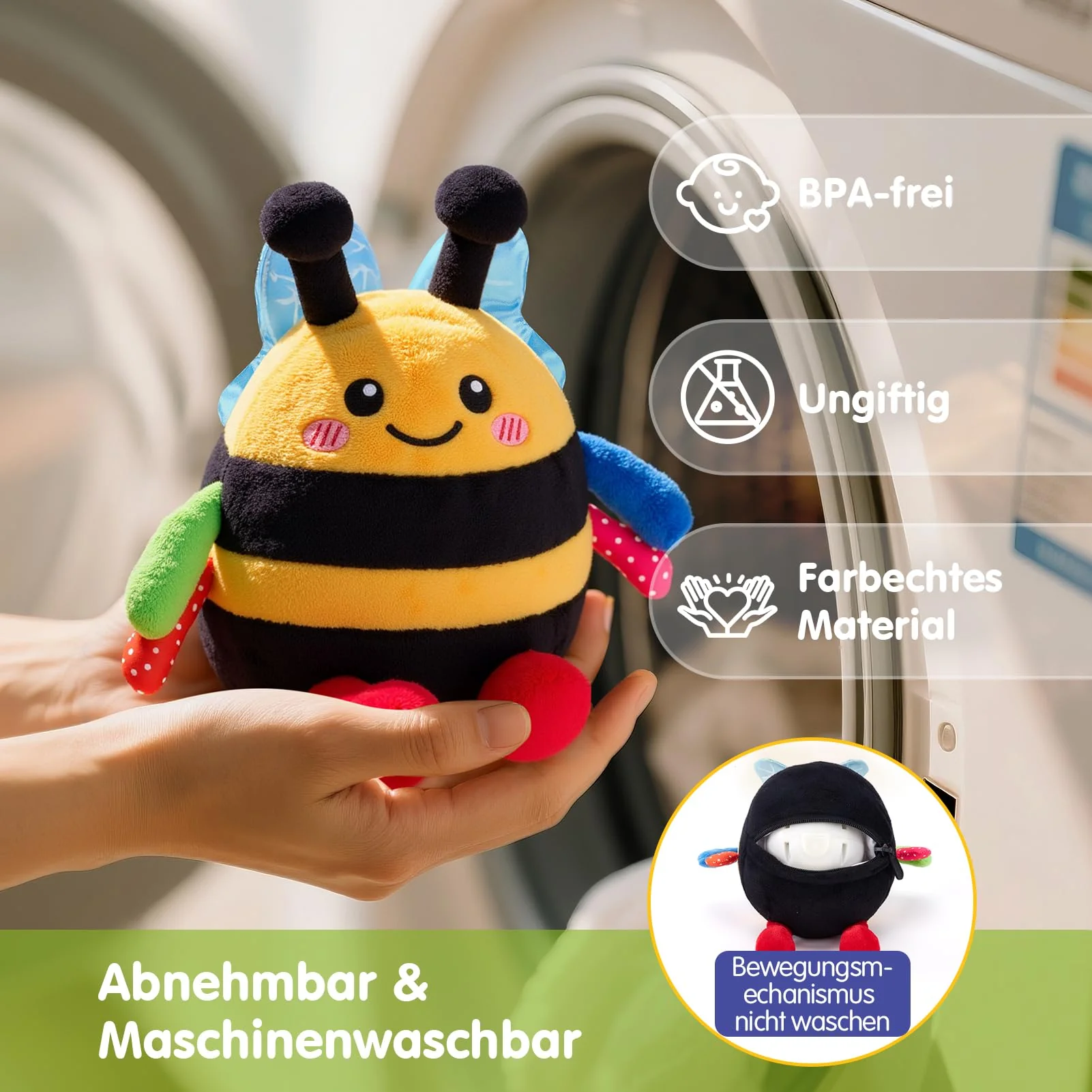 hahaland Baby Spielzeug 6 7 8 9 10 12 Monate,Biene Kuscheltier, Musikalische Spielzeuge ab 1 2 Jahr Mädchen Jungen,Krabbelspielzeug Tummy Time Toy, Neugeborenes Geschenk - Image 5