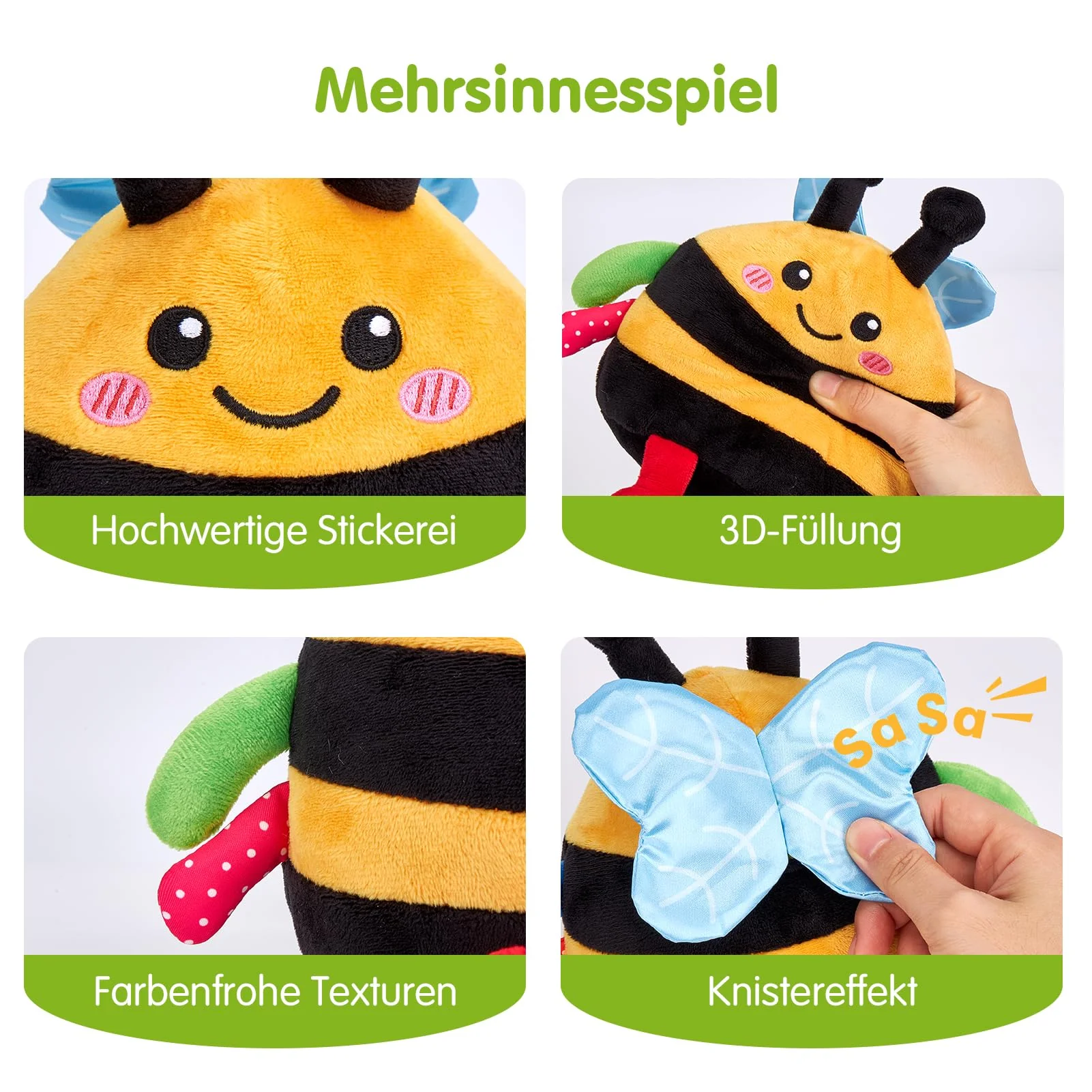 hahaland Baby Spielzeug 6 7 8 9 10 12 Monate,Biene Kuscheltier, Musikalische Spielzeuge ab 1 2 Jahr Mädchen Jungen,Krabbelspielzeug Tummy Time Toy, Neugeborenes Geschenk - Image 7
