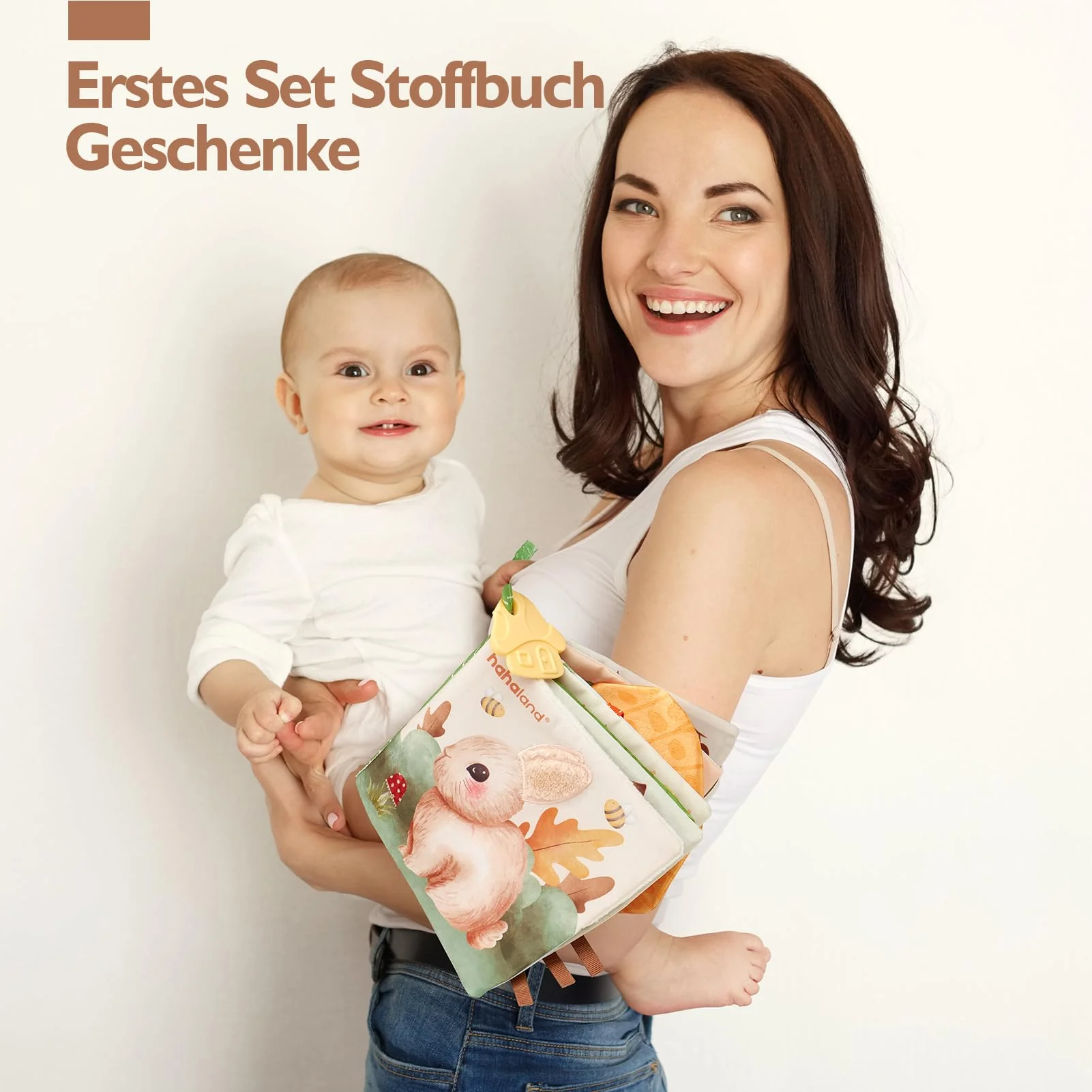 hahaland Baby Spielzeug ab 0 3 6 Monate Stoffbuch, Interaktive Babybücher mit Spiegel Rassel,Fühlbuch Knisterbuch Baby Spielzeug 6 Monate,Geschenk für Neugeborene Weihnachten Babyspielzeug 0-6 Monate - Image 2