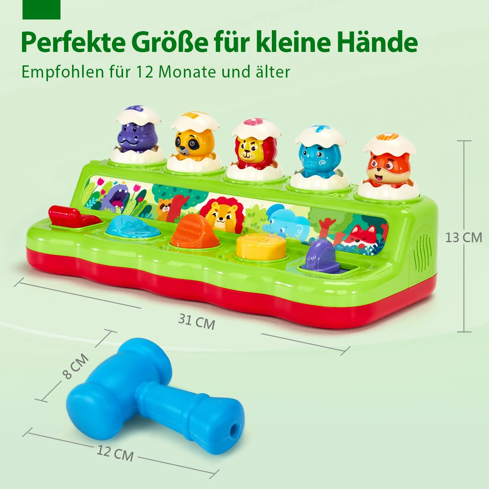 hahaland Baby Spielzeug ab 1 Jahr mit Musik & Licht,Pop up Kinderspielzeug mit Tieren und Knöpfen,Montessori Spielzeug für Frühe Entwicklung Ursache und Wirkung, Motorikspielzeug ab 1 Jahr - Image 2