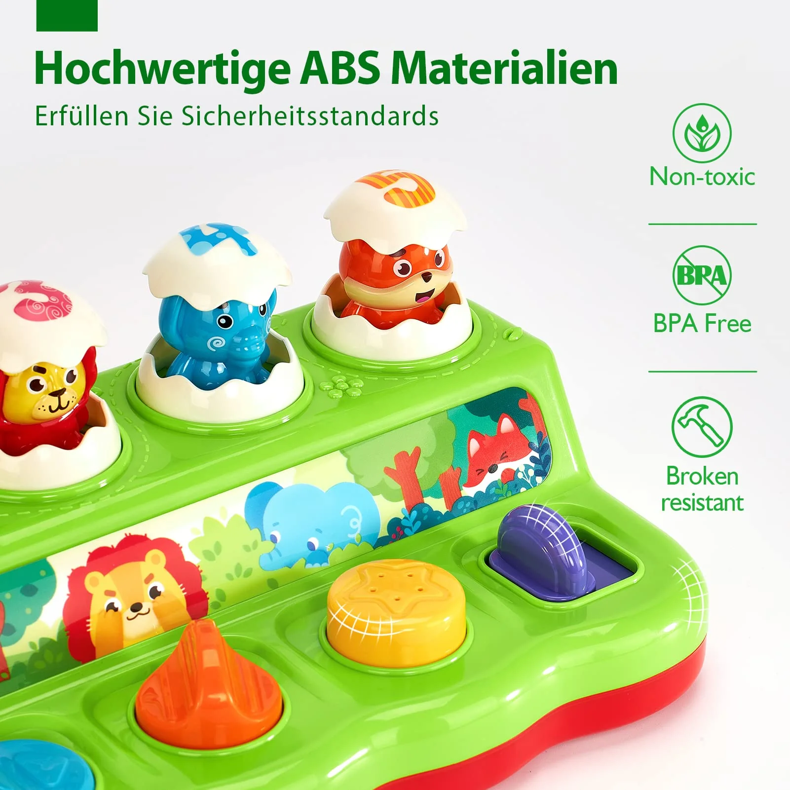hahaland Baby Spielzeug ab 1 Jahr mit Musik & Licht,Pop up Kinderspielzeug mit Tieren und Knöpfen,Montessori Spielzeug für Frühe Entwicklung Ursache und Wirkung, Motorikspielzeug ab 1 Jahr - Image 3