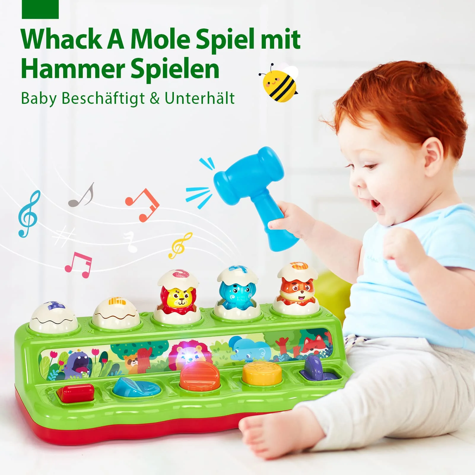hahaland Baby Spielzeug ab 1 Jahr mit Musik & Licht,Pop up Kinderspielzeug mit Tieren und Knöpfen,Montessori Spielzeug für Frühe Entwicklung Ursache und Wirkung, Motorikspielzeug ab 1 Jahr - Image 5