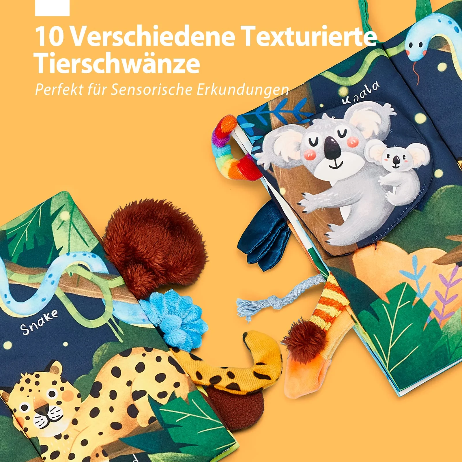 hahaland Babybuch Baby Stoffbuch Buch Spielzeug 0 Monate 3D Bilderbuch Stoffbücher Fühlbuch Knisterbuch ab 0 3 6 Monate Quiet Book Geschenk für Jungen Mädchen - Image 5