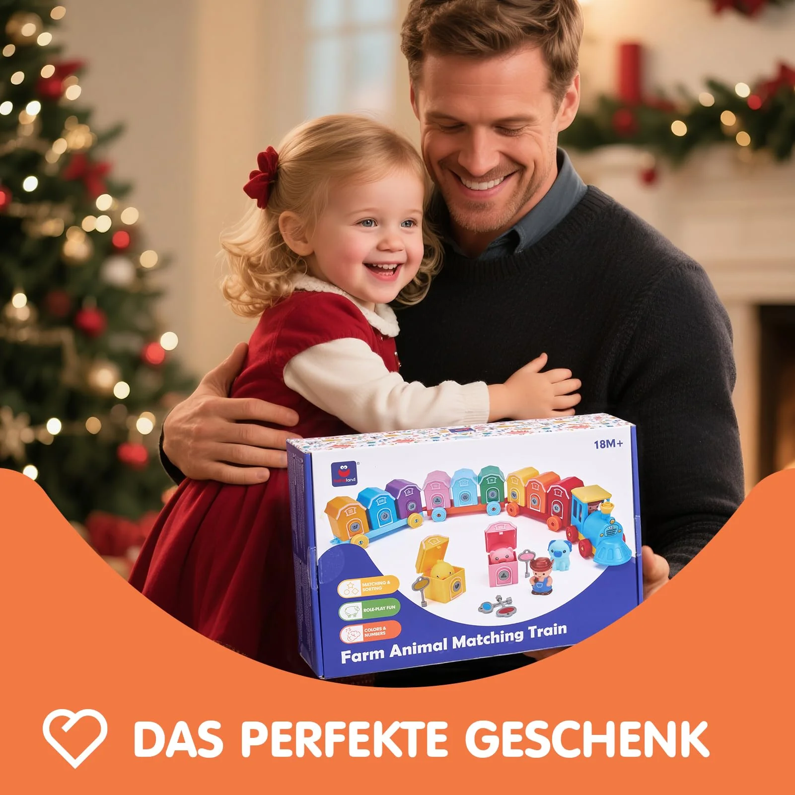 hahaland Zug Spielzeug mit Bauernhoftiere & Schlüssel,Montessori Spielzeug 2 Jahre zum Zählen,Sortierspiel,Zuordnen,Motorikspielzeug mit Fingerpuppen, Kinderspielzeug ab 2 3 4 5 Jahre Geschenk - Image 2