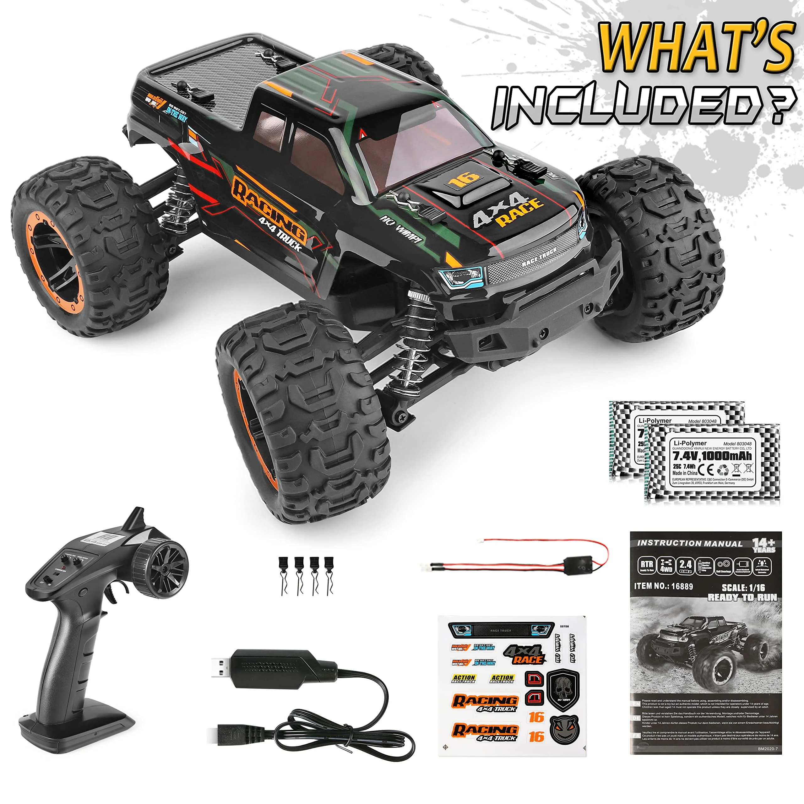 HAIBOXING Ferngesteuertes Auto 1:16 RC Monster Truck, Wasserdichter RTR All Terrain RC Auto 36 km/h, ferngesteuertes Spielzeug für Kinder und Erwachsene - Image 4