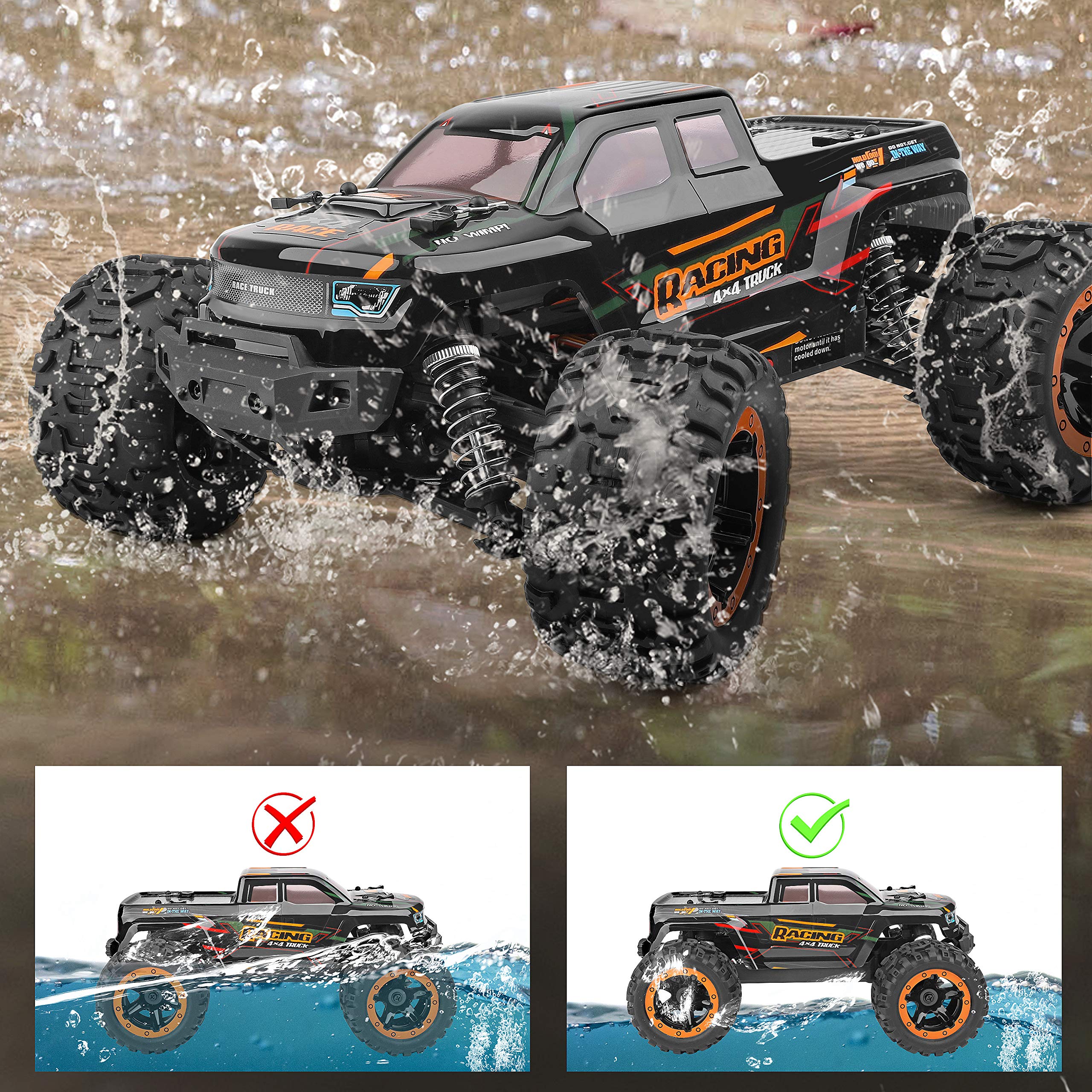 HAIBOXING Ferngesteuertes Auto 1:16 RC Monster Truck, Wasserdichter RTR All Terrain RC Auto 36 km/h, ferngesteuertes Spielzeug für Kinder und Erwachsene - Image 5