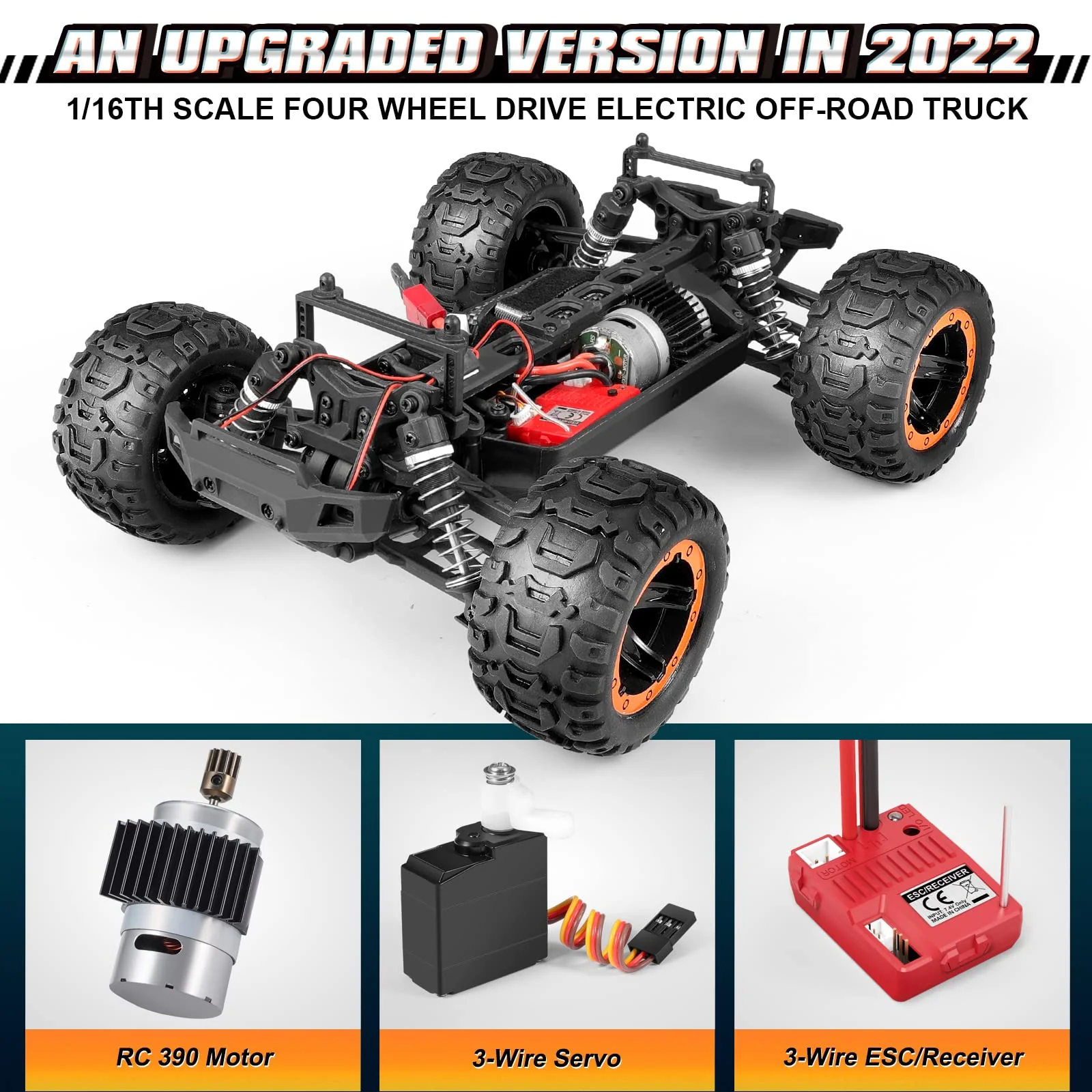 HAIBOXING Ferngesteuertes Auto 1:16 RC Monster Truck, Wasserdichter RTR All Terrain RC Auto 36 km/h, ferngesteuertes Spielzeug für Kinder und Erwachsene - Image 6