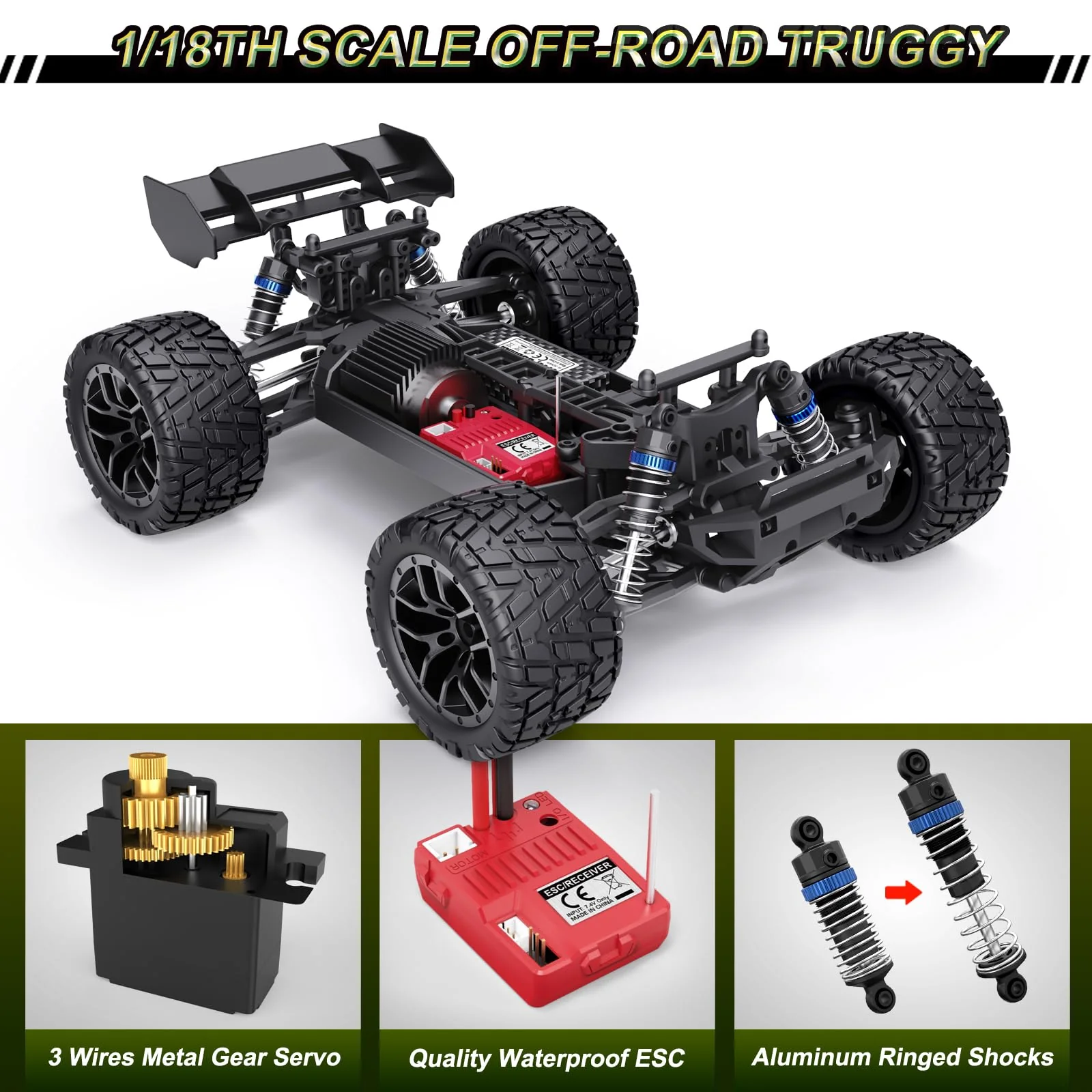 HAIBOXING Ferngesteuertes Auto 1/18 RC Car Hailstorm, 4WD All Terrain High Speed Racing Auto 36 kmh, 2,4 GHz RC Truck 4X4 Offroad wasserdicht elektrisch betrieben - Image 4