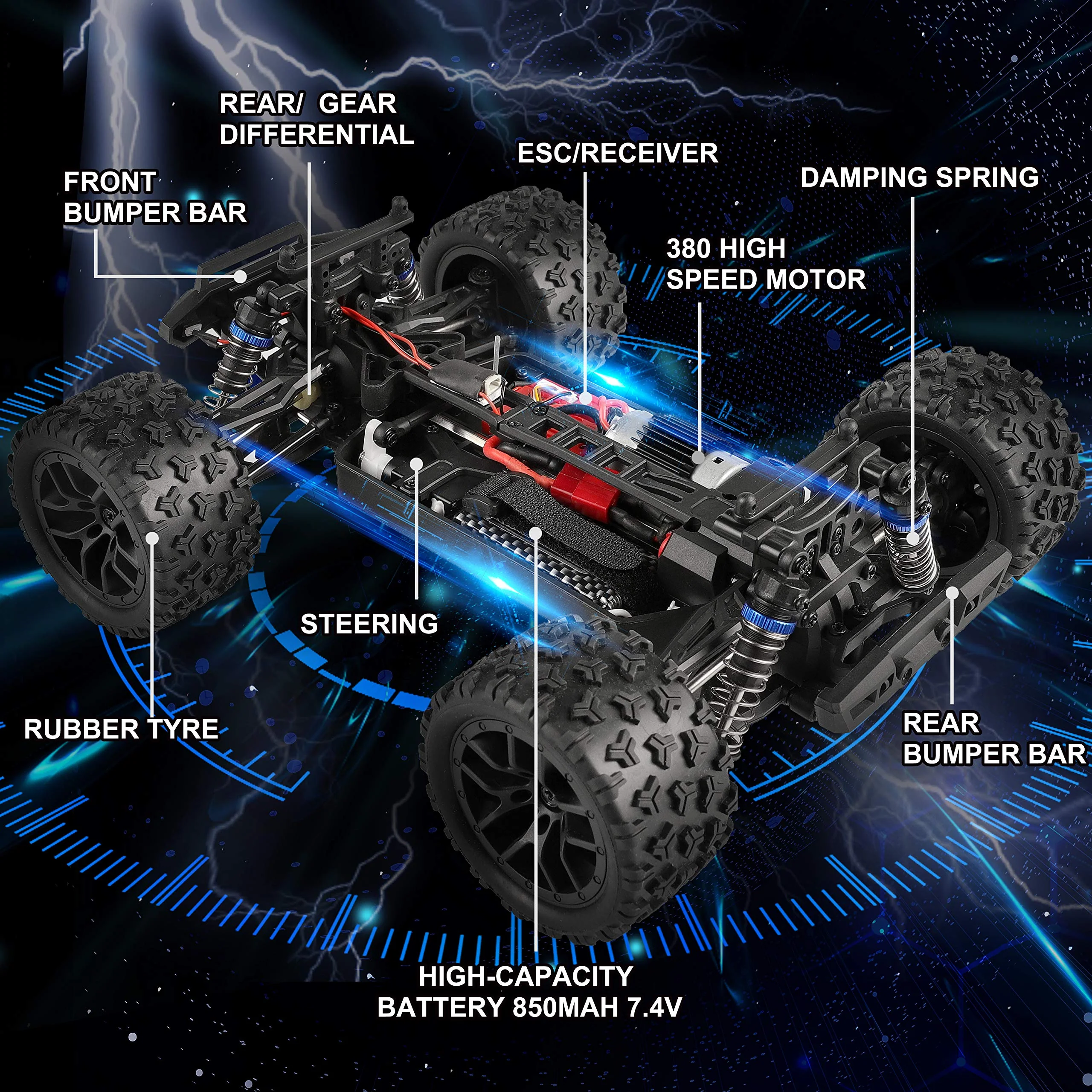 HAIBOXING Ferngesteuertes Auto 4WD RC Auto 36 km/h Hochgeschwindigkeits 1/18 Monstertruck 2.4GHz All Terrain Wasserdicht Rennauto Geländewagen, Crawler Spielzeug Geschenk für Kinder Erwachsene - Image 3