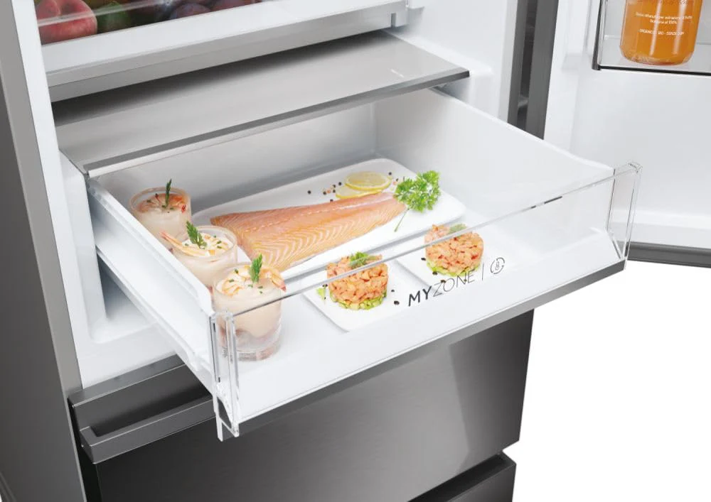 Haier 3D 60 SERIE 5 HTW5620CNMP Kühl-Gefrierkombination/Total No Frost/Smart hON-App/HumidityZone/XXL Nutzinhalt/Leise nur 35 db(A) / Dark Inox - Image 8