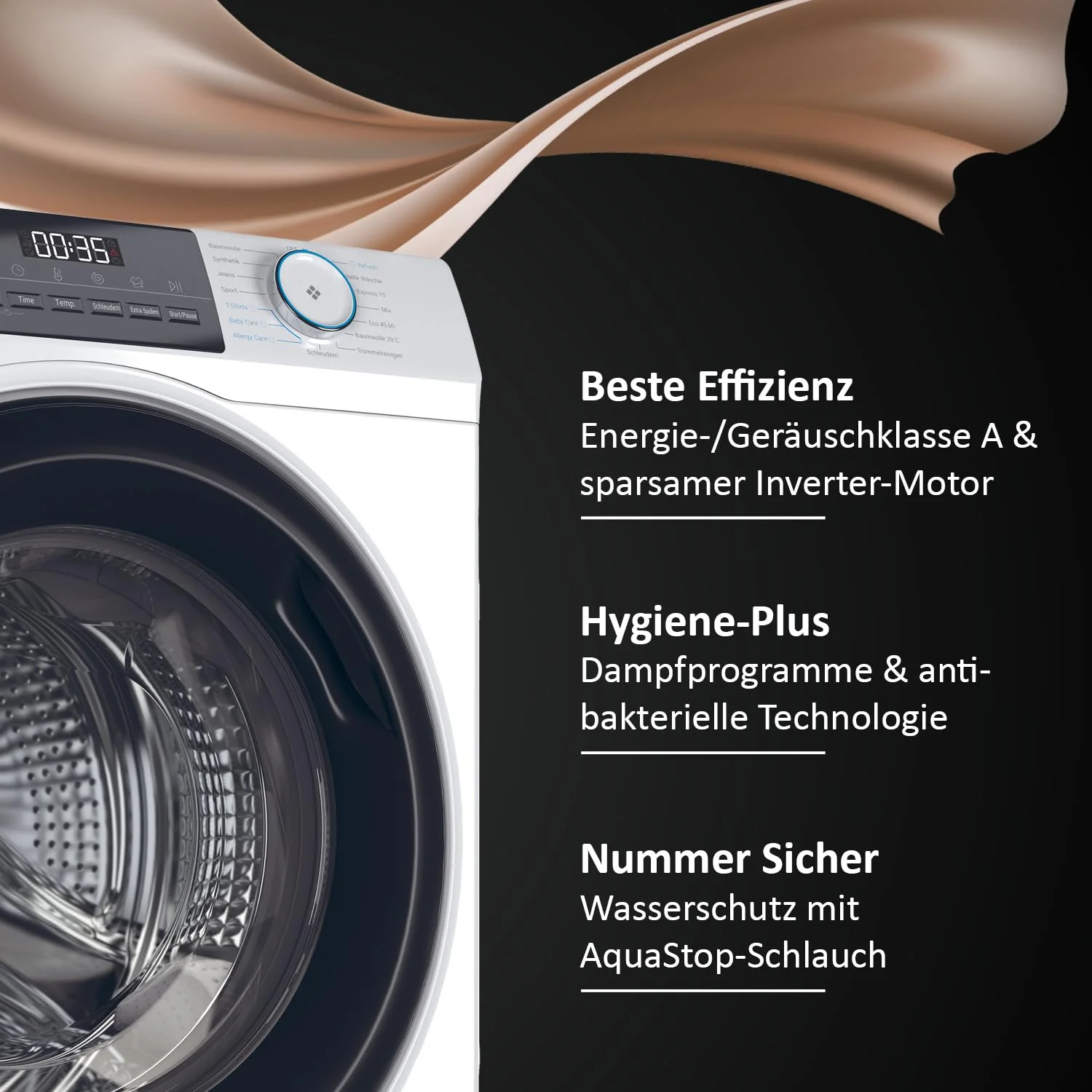 Haier Frontlader Waschmaschine 10kg I I-PRO SERIE 1 HW100-BP14929 I Washing Machine mit A-Effizienz, 1.400 U/Min. & sparsamem Inverter-Motor I Inkl. Refresh- sowie Expressprogramm und Mengenautomatik - Image 2