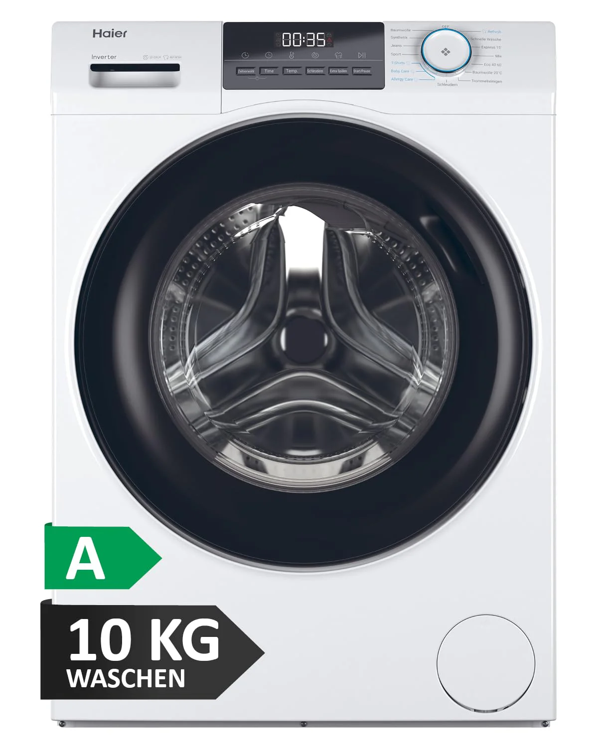 Haier Frontlader Waschmaschine 10kg I I-PRO SERIE 1 HW100-BP14929 I Washing Machine mit A-Effizienz, 1.400 U/Min. & sparsamem Inverter-Motor I Inkl. Refresh- sowie Expressprogramm und Mengenautomatik - Image 4