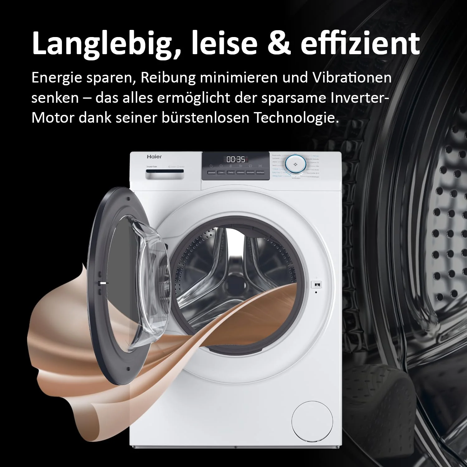 Haier Frontlader Waschmaschine 10kg I I-PRO SERIE 1 HW100-BP14929 I Washing Machine mit A-Effizienz, 1.400 U/Min. & sparsamem Inverter-Motor I Inkl. Refresh- sowie Expressprogramm und Mengenautomatik - Image 7