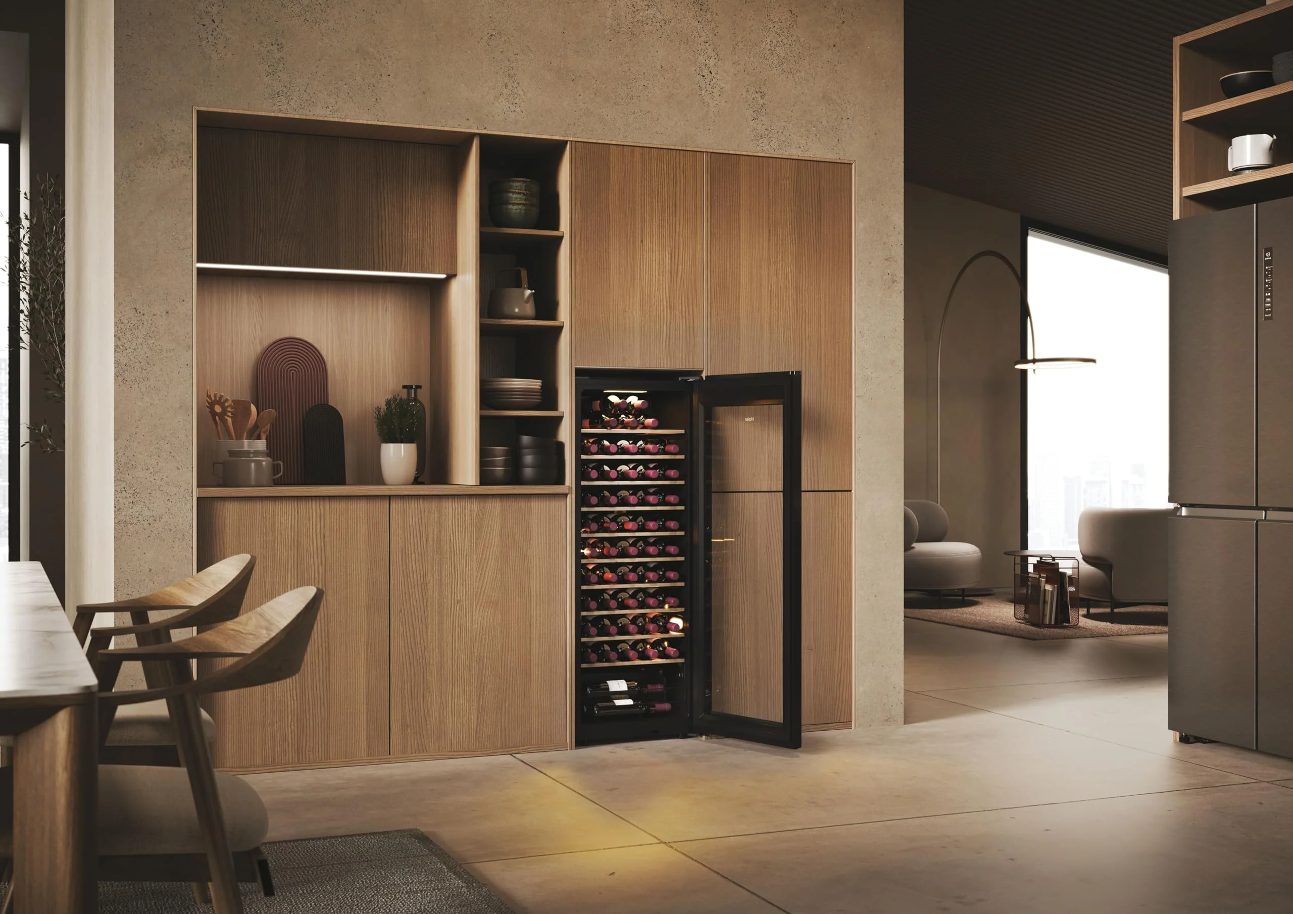 Haier HWS58GGH1 Weinklimaschrank 50 SERIE 3 / Anzahl Flaschen max. 58/1 Zone/WiFi & hOn-App/Vibrationsarmer Kompressor/UV-undurchlässige Glastür / 10 Holzablagen/LED-Beleuchtung - Image 13