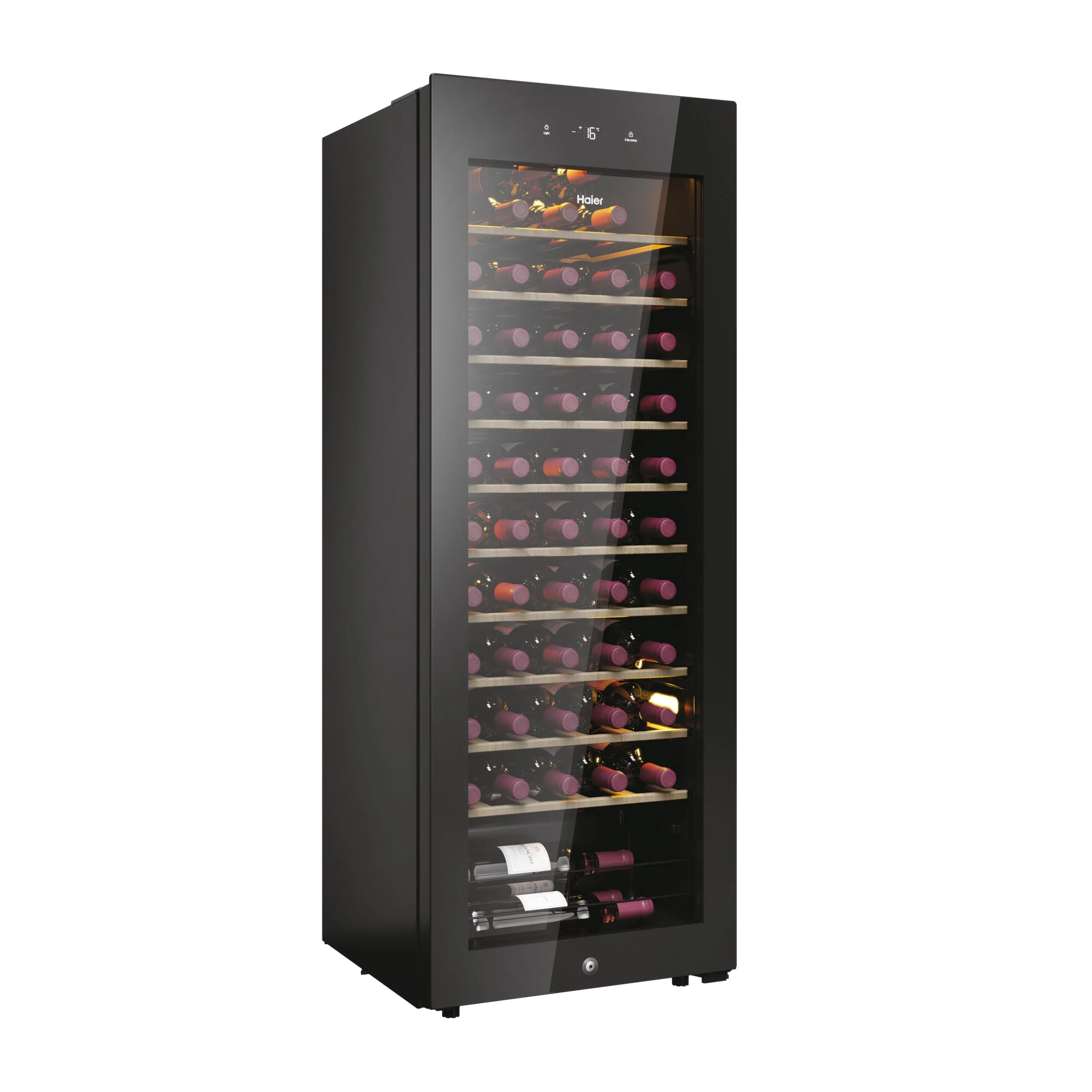 Haier HWS58GGH1 Weinklimaschrank 50 SERIE 3 / Anzahl Flaschen max. 58/1 Zone/WiFi & hOn-App/Vibrationsarmer Kompressor/UV-undurchlässige Glastür / 10 Holzablagen/LED-Beleuchtung - Image 14
