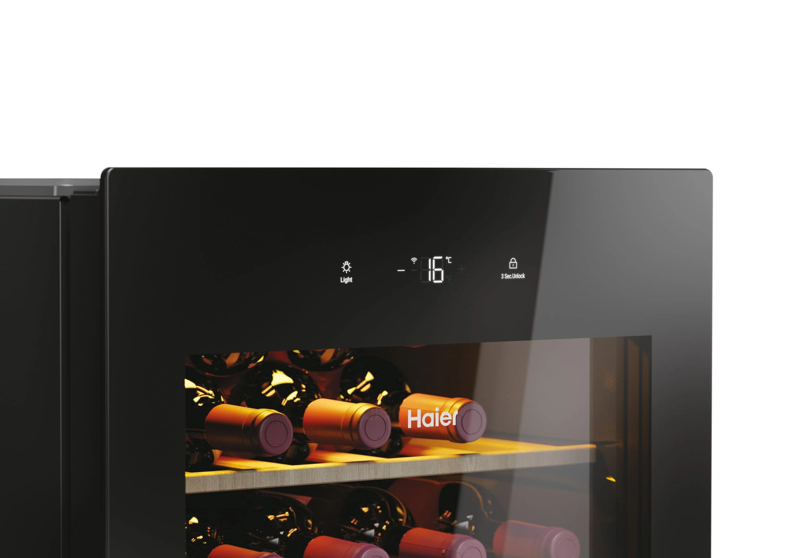 Haier HWS58GGH1 Weinklimaschrank 50 SERIE 3 / Anzahl Flaschen max. 58/1 Zone/WiFi & hOn-App/Vibrationsarmer Kompressor/UV-undurchlässige Glastür / 10 Holzablagen/LED-Beleuchtung - Image 18