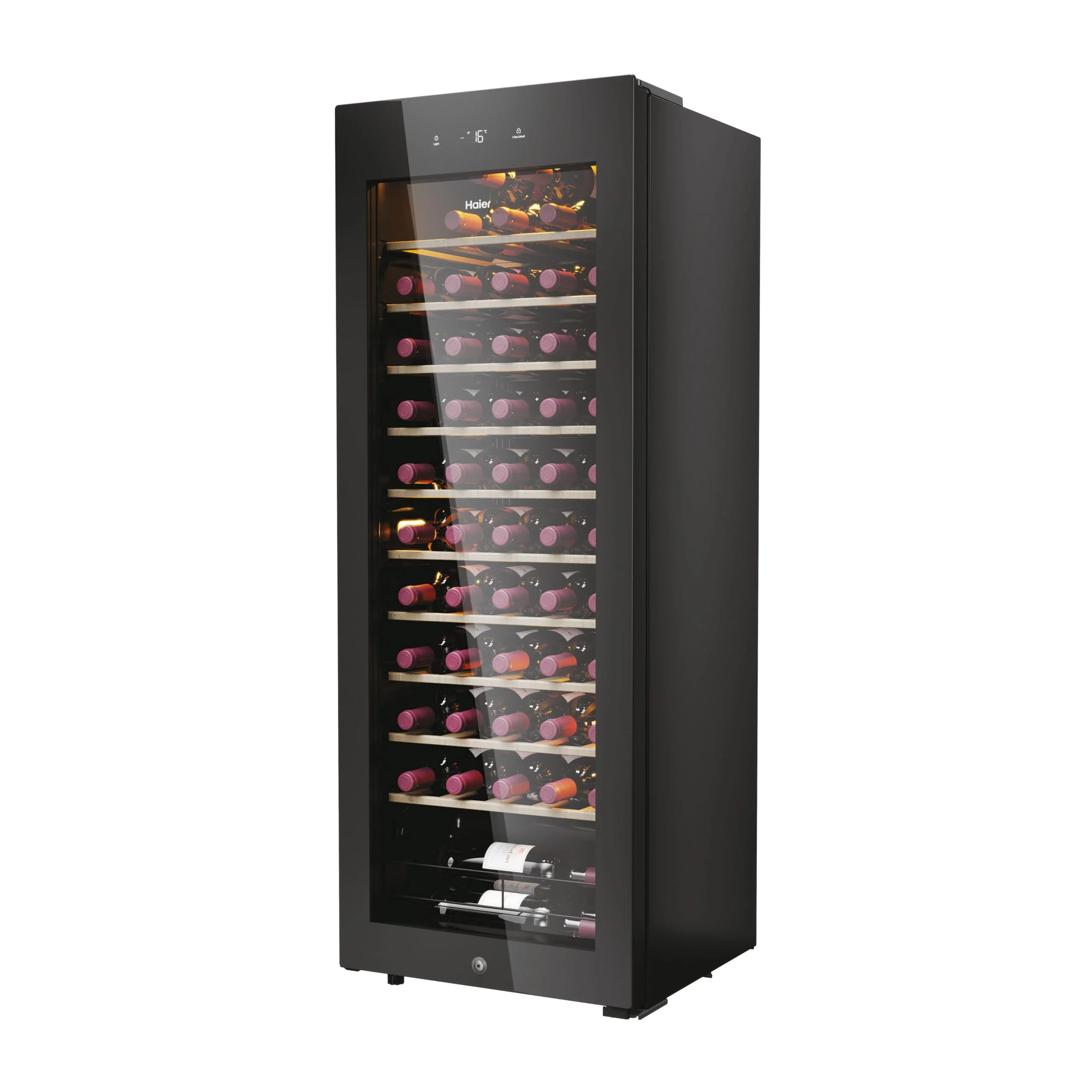 Haier HWS58GGH1 Weinklimaschrank 50 SERIE 3 / Anzahl Flaschen max. 58/1 Zone/WiFi & hOn-App/Vibrationsarmer Kompressor/UV-undurchlässige Glastür / 10 Holzablagen/LED-Beleuchtung - Image 23