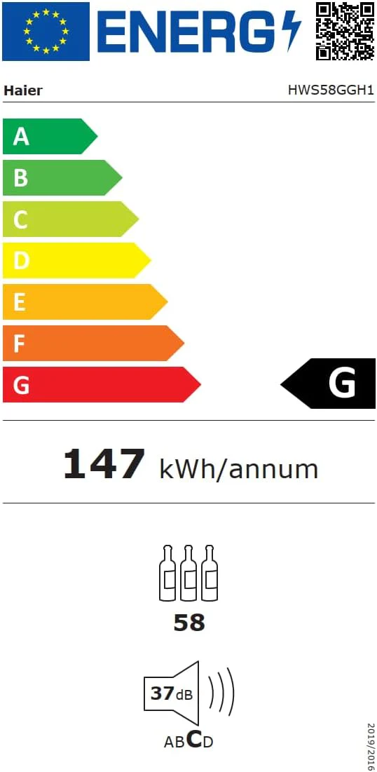 Haier HWS58GGH1 Weinklimaschrank 50 SERIE 3 / Anzahl Flaschen max. 58/1 Zone/WiFi & hOn-App/Vibrationsarmer Kompressor/UV-undurchlässige Glastür / 10 Holzablagen/LED-Beleuchtung - Image 24
