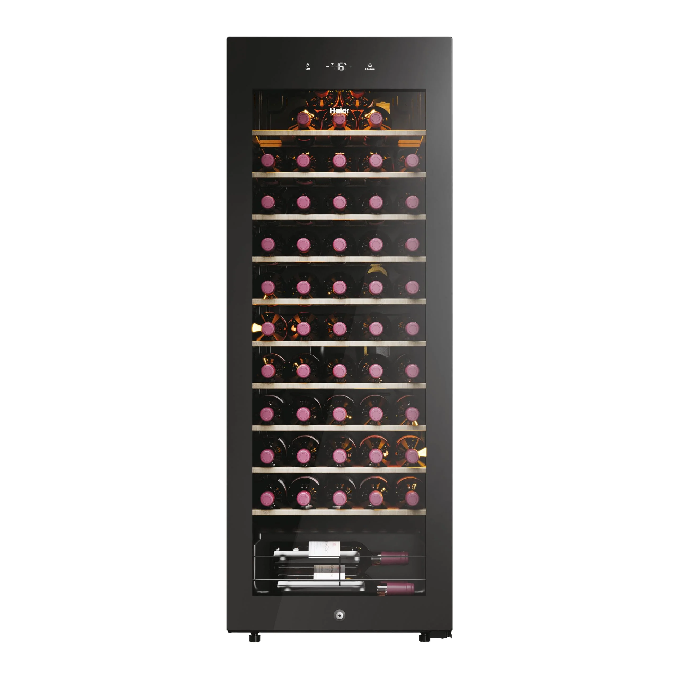Haier HWS58GGH1 Weinklimaschrank 50 SERIE 3 / Anzahl Flaschen max. 58/1 Zone/WiFi & hOn-App/Vibrationsarmer Kompressor/UV-undurchlässige Glastür / 10 Holzablagen/LED-Beleuchtung - Image 6