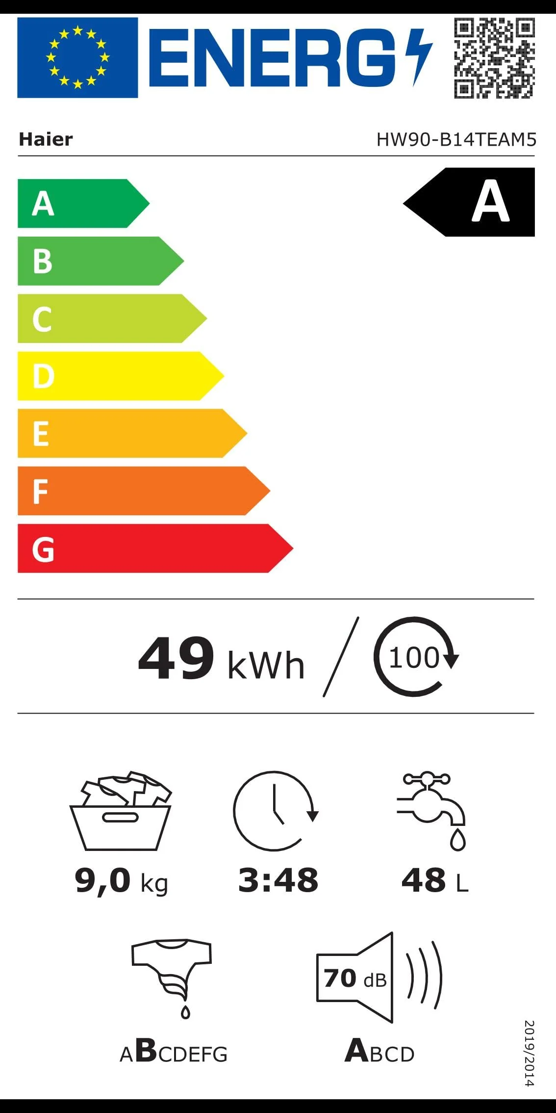 Haier I-PRO SERIE 5 HW90-B14TEAM5 Waschmaschine / 9 kg/A - beste Effizienz/Direct Motion Motor - absolut leise/Smart Home - Wi-Fi & hOn App/XL-Trommel/Refresh-Dampfprogramm/ABT - Image 3