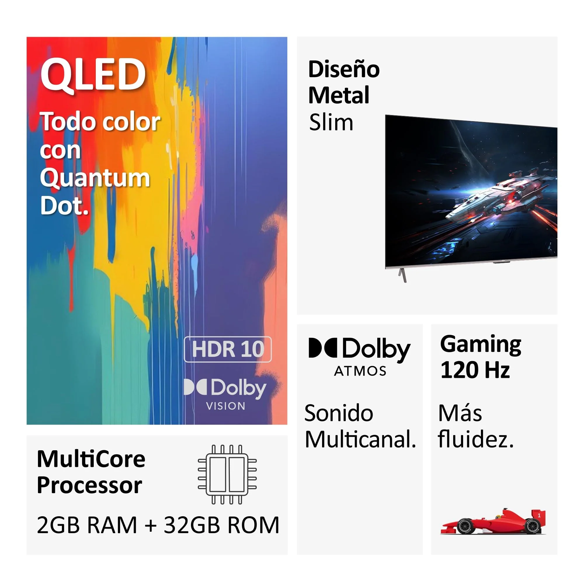 Haier QLED 4K UHD H50Q800UX, 50 Zoll, Smart TV, Google TV, Dolby Atmos und Dolby Vision, HDR 10, Smart Remote Control, Google Assistant, Bluetooth 5.1, DBX TV, HDMI 2.1 x 4, Rahmenlos, 2024 - Image 2