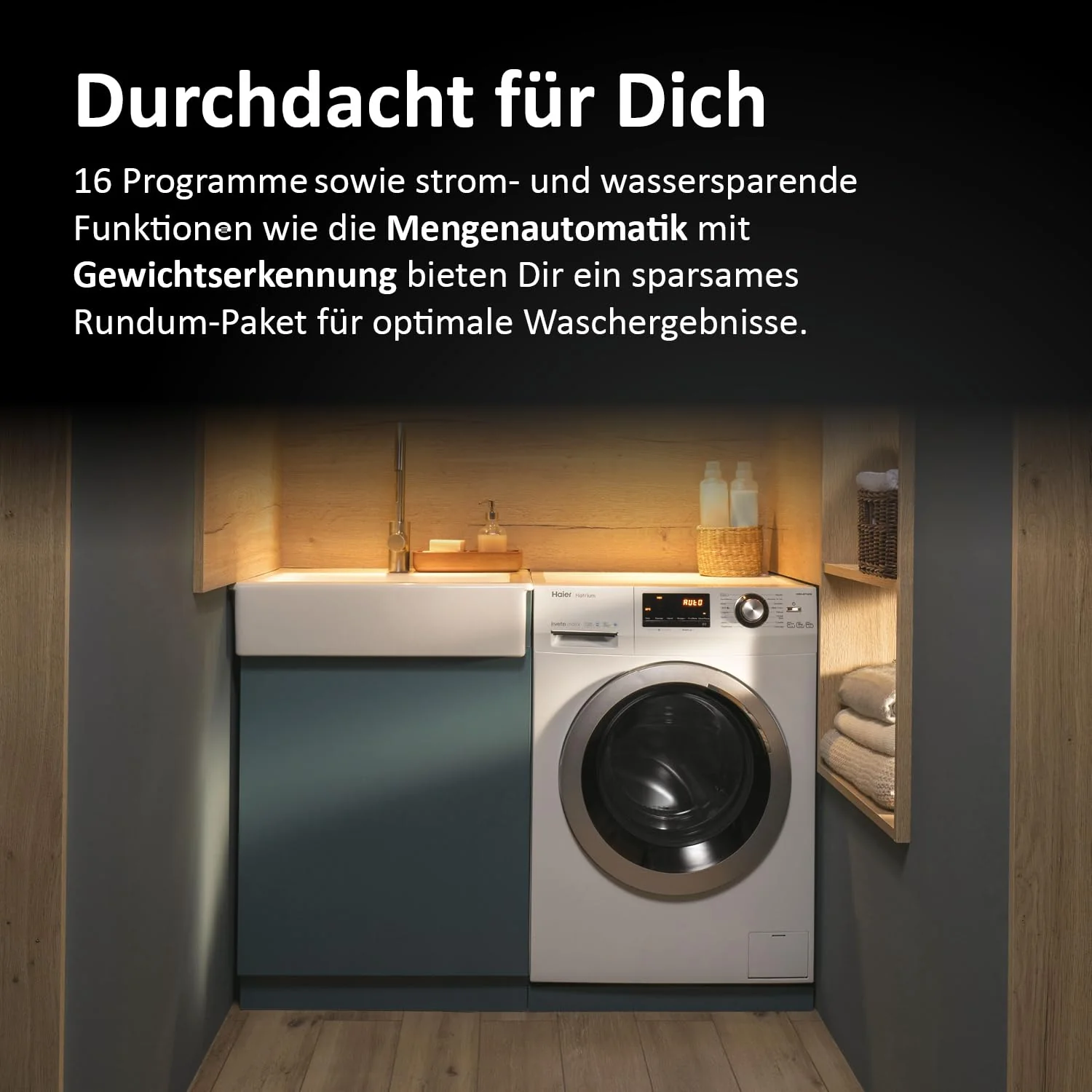 Haier SERIE 636 HW80-BP14636N I Frontlader Waschmaschine 8kg I Washing Machine mit A-Effizienz, 1.400 U/Min. & sparsamem Inverter-Motor I Inkl. Vollwasserschutz, Dampffunktion & Mengenautomatik - Image 4