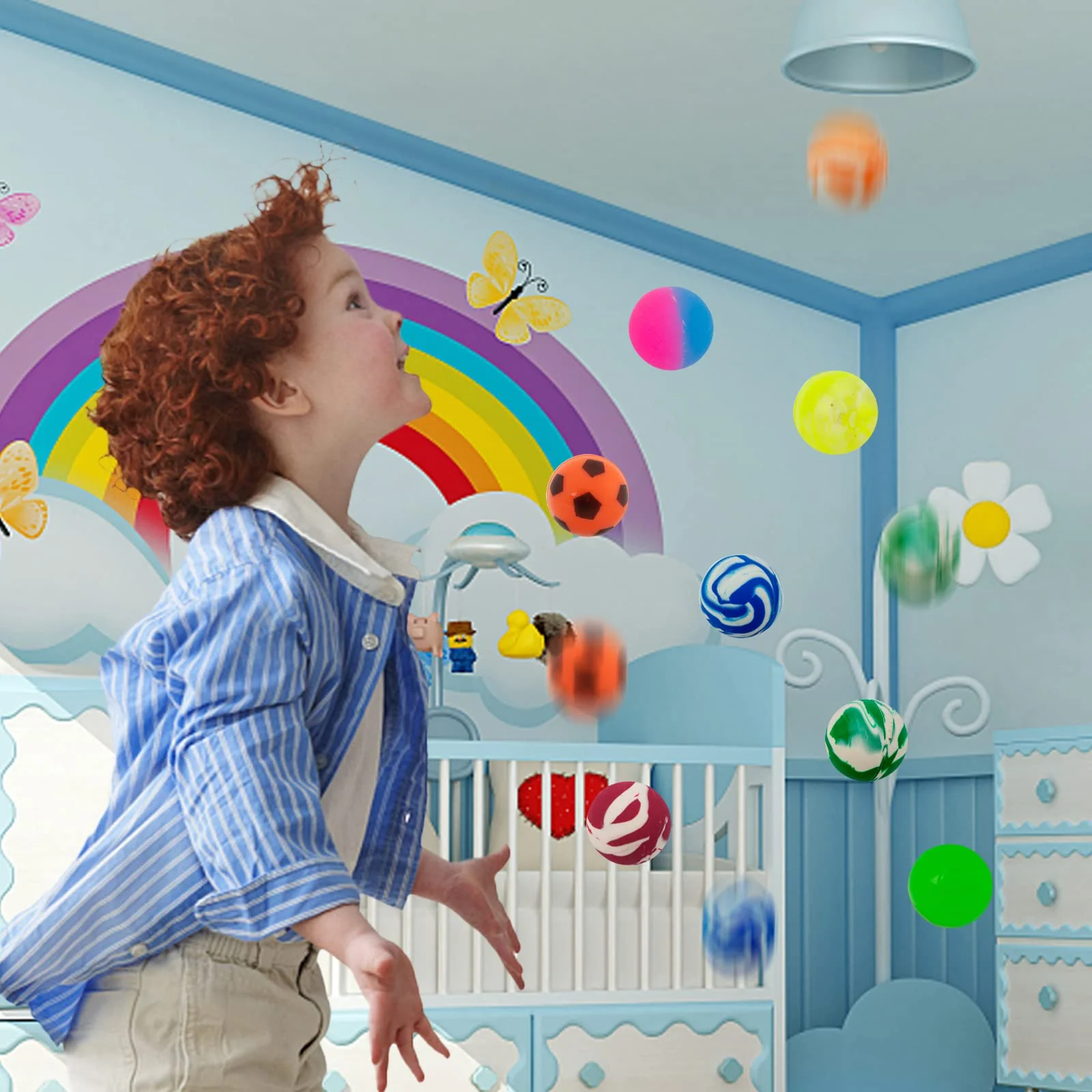 HAKACC 50 Stück Flummis für Kinder, 25mm Bunte Gummibälle aus Hartgummi, Ideal für Partyspiele, Kleinigkeiten Geschenke & Stressabbau - Image 4