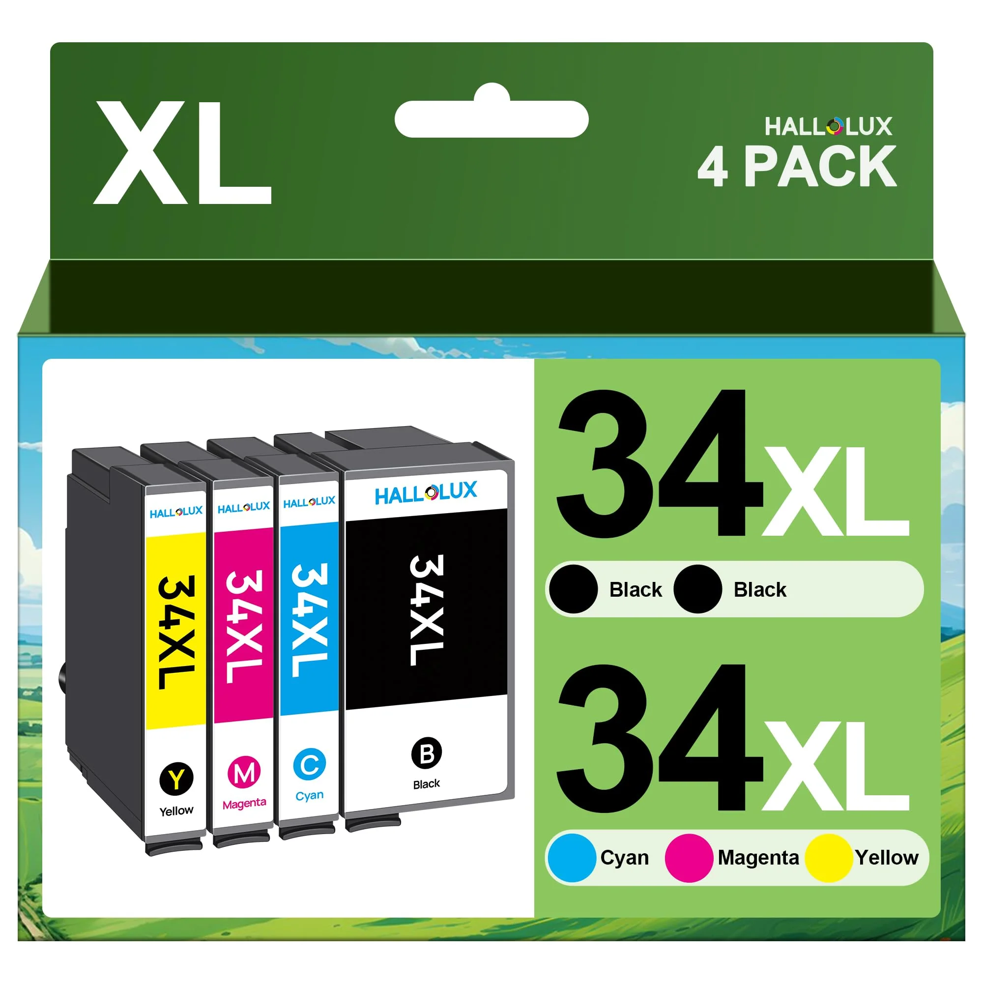 HALLOLUX 34 34XL Druckerpatronen kompatibel für Epson 34 XL 34XL Patronen Multipack für Epson Workforce Pro WF-3720DWF WF-3725DWF WF-3720 WF-3725 WF3720 WF3725 (Schwarz,Cyan,Magenta,Gelb, 4er-Pack) - Image 3