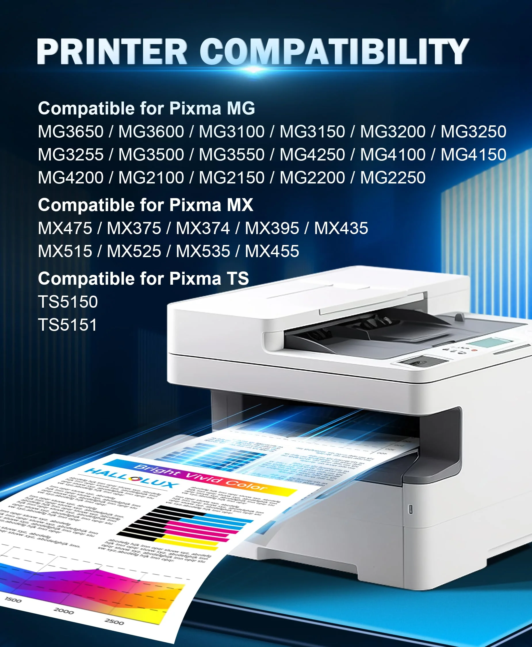 HALLOLUX 540XL 541XL PG540 CL541 Patronen Kompatibel für Canon Druckerpatronen 540 541 Multipack für Canon TS5150 Druckerpatronen Pixma TS5151 TS5100 MG3650S MG3650 MG3550 MX525 MG3150 MG3250 - Image 5