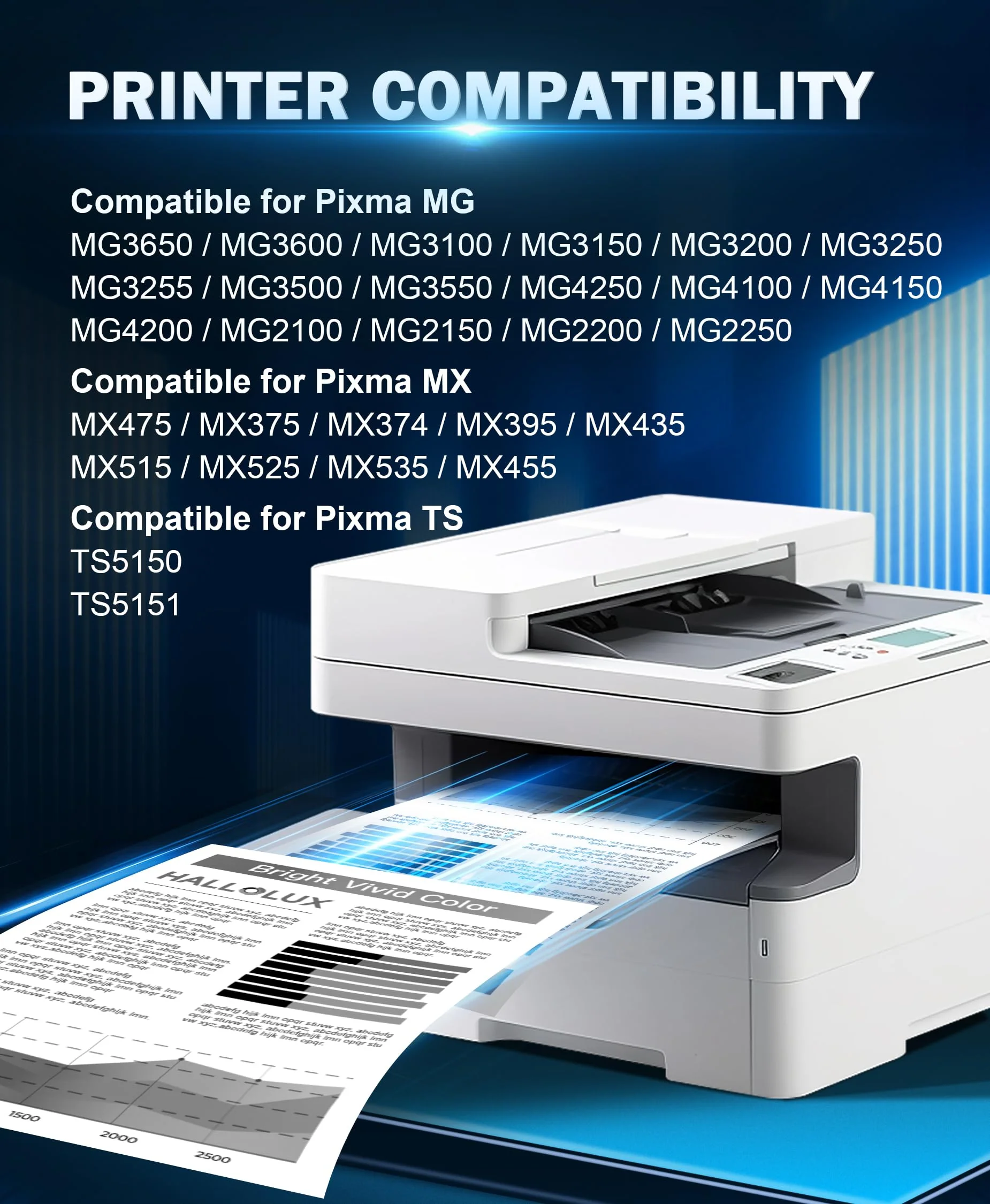 HALLOLUX PG 540XL Schwarz Druckerpatronen Kompatibel für Canon PIXMA MG3650S Patronen TS5150 TS5151 TS5100 MG3600 MG3650 MG4250 MG3550 MG2255 MX374 MX525 MX535 MX470 MG3150 - Image 5
