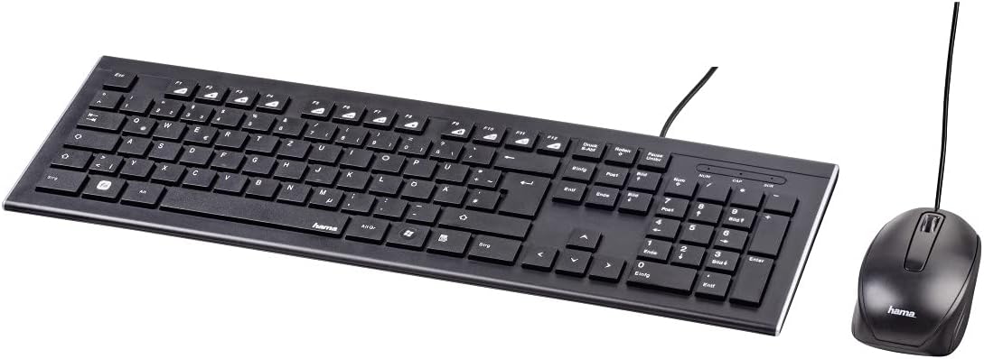 Hama Computertastatur Maus Set (kabelgebunden, ergonomisch, deutsches Tastenlayout QWERTZ, leise Tasten, flaches Design, 12 Media-Tasten, optische Maus, 1000 dpi, USB-Anschluss, PC, Laptop) schwarz - Image 12