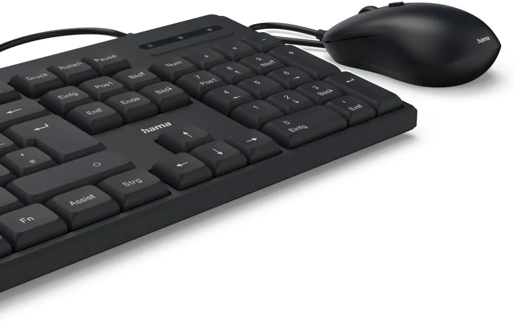 Hama Tastatur Maus Set CKM-200 (USB Tastatur, USB Maus, ergonomisches Tippgefühl, leise Tasten, Kabel abnehmbar, deutsches QWERTZ-Layout, Maus mit dpi Schalter, Multimedia Tasten) schwarz - Image 11