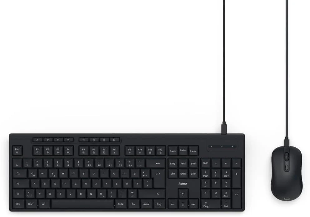 Hama Tastatur Maus Set CKM-200 (USB Tastatur, USB Maus, ergonomisches Tippgefühl, leise Tasten, Kabel abnehmbar, deutsches QWERTZ-Layout, Maus mit dpi Schalter, Multimedia Tasten) schwarz - Image 12