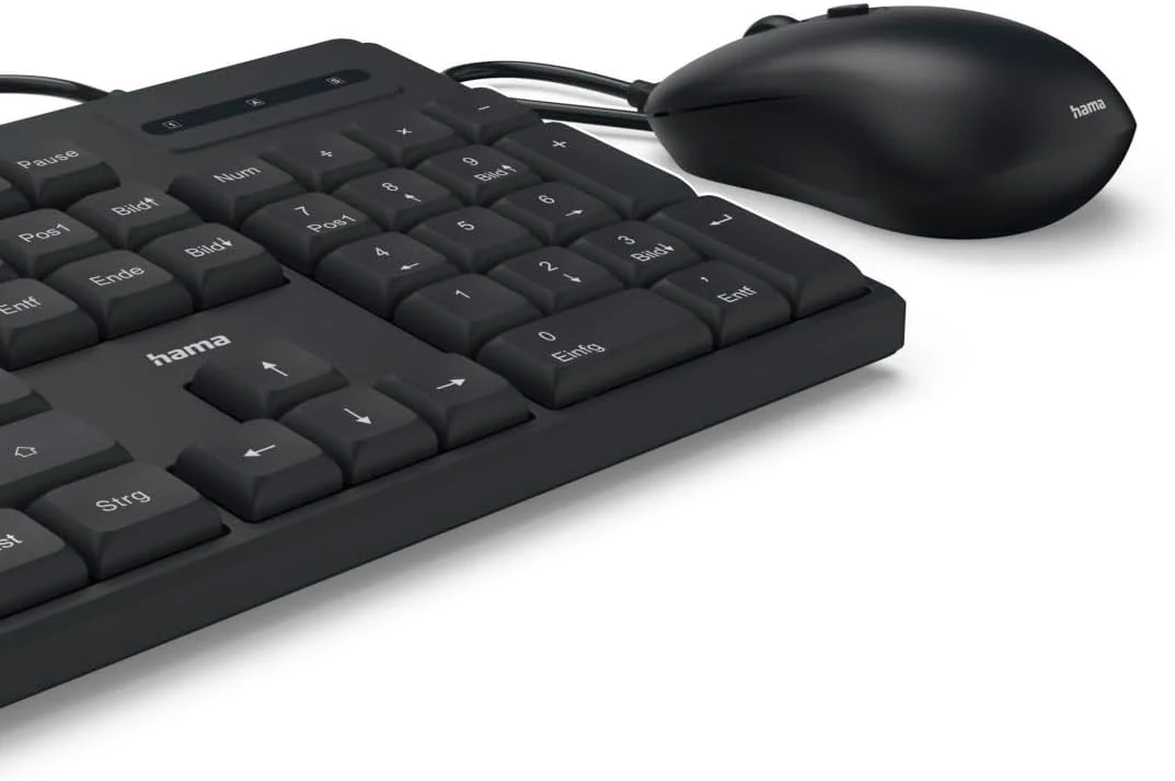 Hama Tastatur Maus Set CKM-200 (USB Tastatur, USB Maus, ergonomisches Tippgefühl, leise Tasten, Kabel abnehmbar, deutsches QWERTZ-Layout, Maus mit dpi Schalter, Multimedia Tasten) schwarz - Image 17