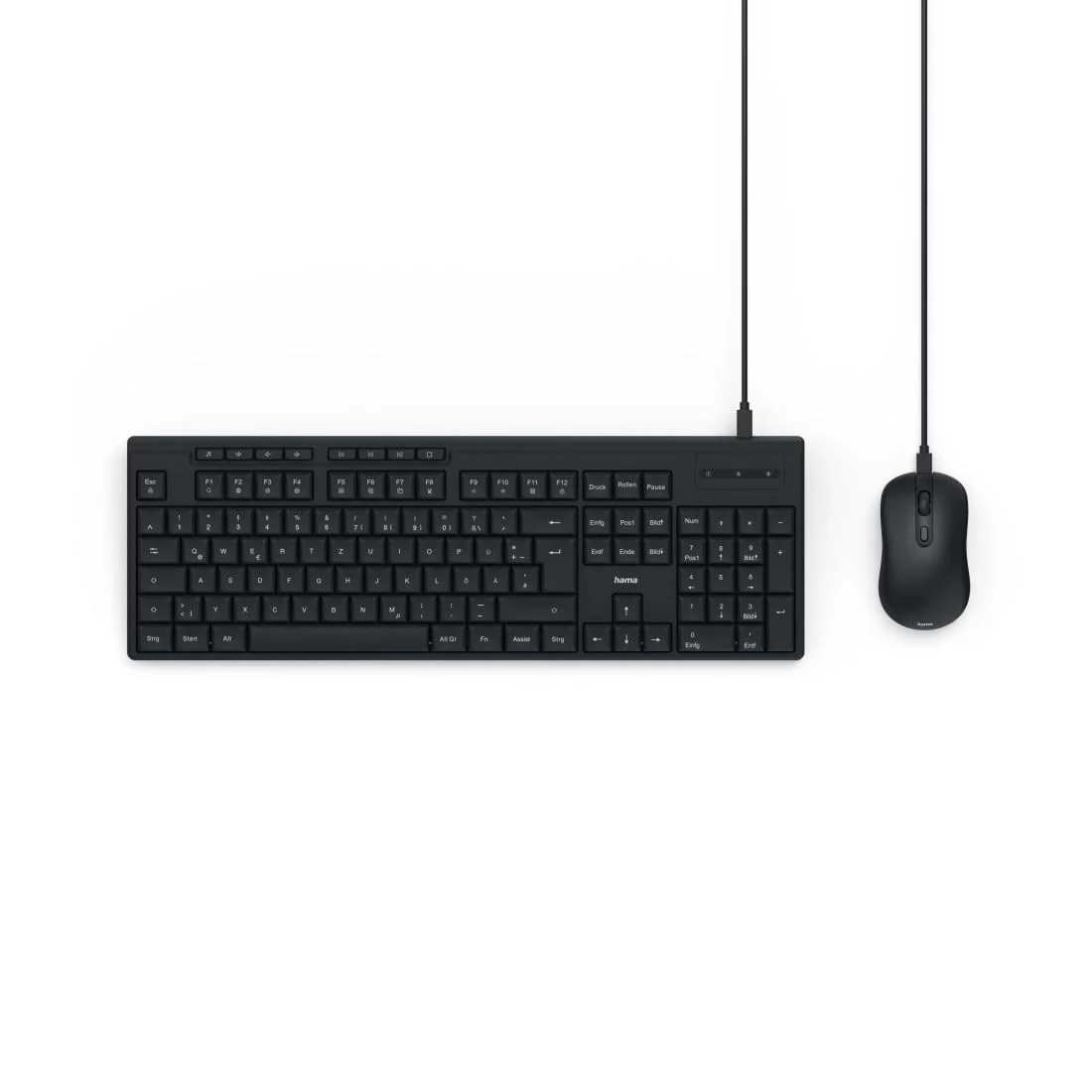 Hama Tastatur Maus Set CKM-200 (USB Tastatur, USB Maus, ergonomisches Tippgefühl, leise Tasten, Kabel abnehmbar, deutsches QWERTZ-Layout, Maus mit dpi Schalter, Multimedia Tasten) schwarz - Image 25