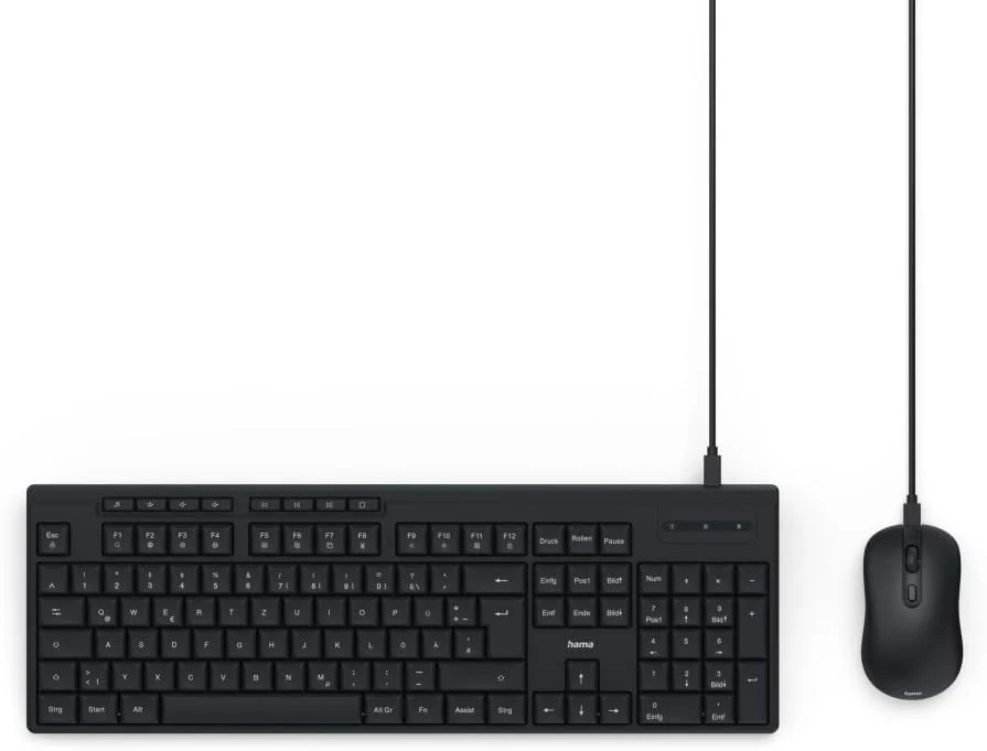 Hama Tastatur Maus Set CKM-200 (USB Tastatur, USB Maus, ergonomisches Tippgefühl, leise Tasten, Kabel abnehmbar, deutsches QWERTZ-Layout, Maus mit dpi Schalter, Multimedia Tasten) schwarz - Image 26
