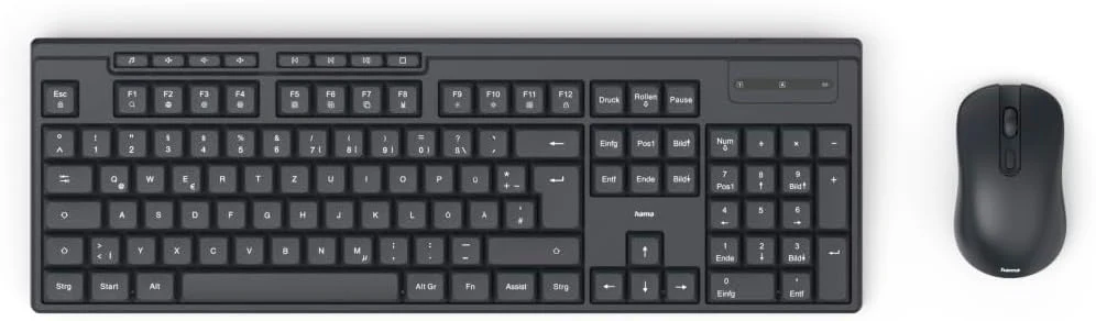 Hama Tastatur Maus Set kabellos (Funktastatur mit Maus, mit Batterie, ergonomisches Tippgefühl, leise Tasten, USB Empfänger, Maus mit dpi Schalter, Multimedia Tasten, deutsches QWERTZ-Layout) schwarz - Image 14
