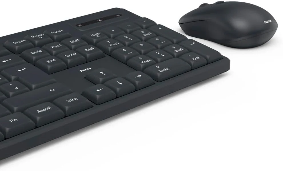Hama Tastatur Maus Set kabellos (Funktastatur mit Maus, mit Batterie, ergonomisches Tippgefühl, leise Tasten, USB Empfänger, Maus mit dpi Schalter, Multimedia Tasten, deutsches QWERTZ-Layout) schwarz - Image 16