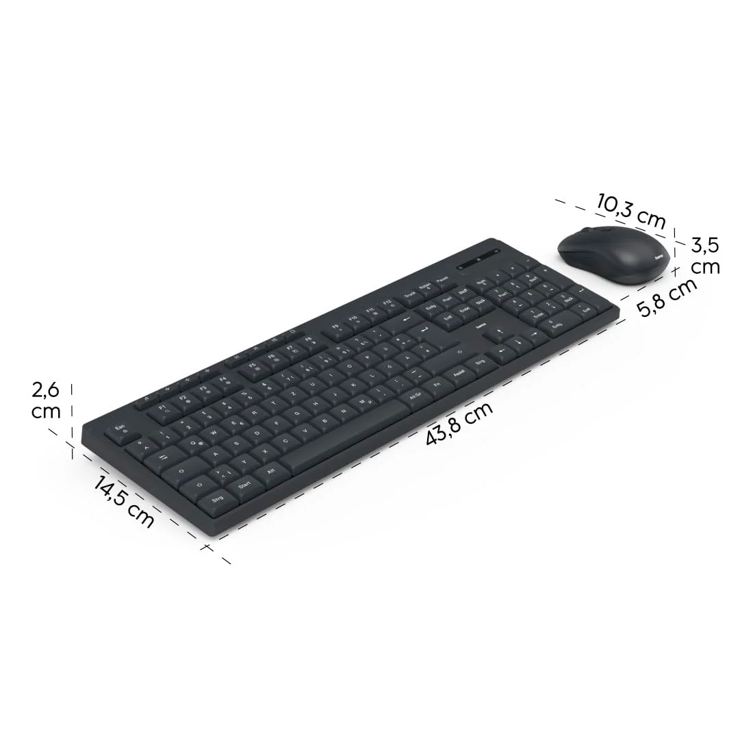 Hama Tastatur Maus Set kabellos (Funktastatur mit Maus, mit Batterie, ergonomisches Tippgefühl, leise Tasten, USB Empfänger, Maus mit dpi Schalter, Multimedia Tasten, deutsches QWERTZ-Layout) schwarz - Image 17