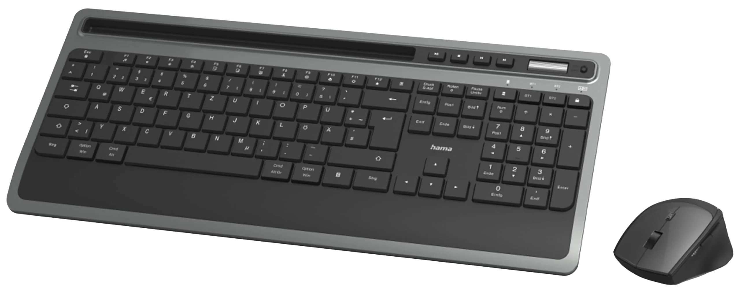 Hama Tastatur Maus Set kabellos (Multi Device Tastatur, Tastatur kabellos, Maus kabellos, Bluetooth Tastatur mit Maus, Tastatur Bluetooth, Funktastatur, Funkmaus, Maus Bluetooth) schwarz/anthrazit - Image 2