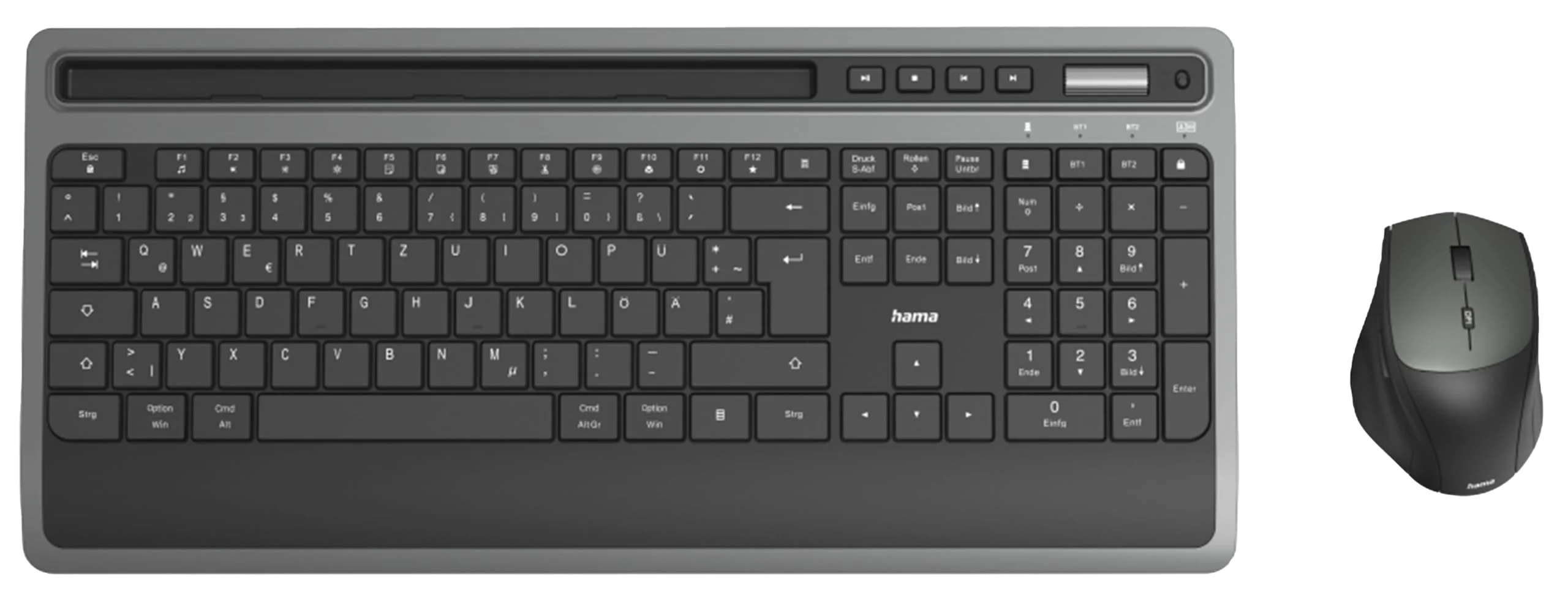 Hama Tastatur Maus Set kabellos (Multi Device Tastatur, Tastatur kabellos, Maus kabellos, Bluetooth Tastatur mit Maus, Tastatur Bluetooth, Funktastatur, Funkmaus, Maus Bluetooth) schwarz/anthrazit - Image 3