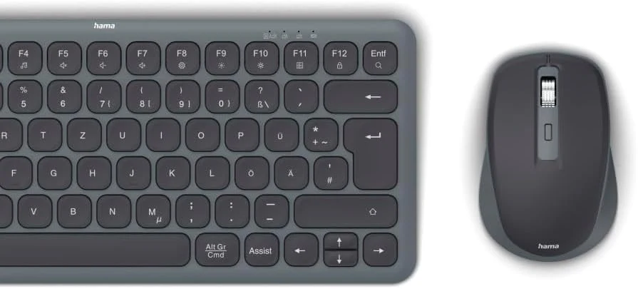 Hama Tastatur Maus Set kabellos (Multi Device Tastatur und Maus mit Bluetooth/Funk für PC, Smartphone, Tablet, klein, mit Batterien, leise Scissortasten, Multimedia Tasten, deutsches QWERTZ-Layout) - Image 11