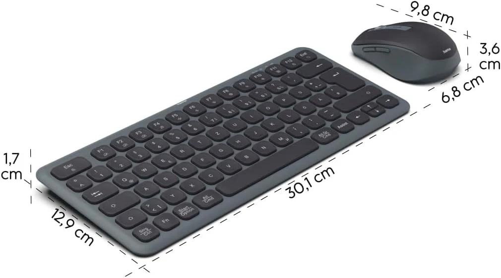 Hama Tastatur Maus Set kabellos (Multi Device Tastatur und Maus mit Bluetooth/Funk für PC, Smartphone, Tablet, klein, mit Batterien, leise Scissortasten, Multimedia Tasten, deutsches QWERTZ-Layout) - Image 25