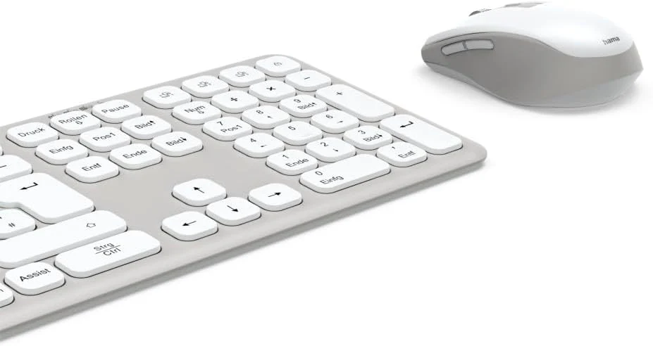 Hama Tastatur-Maus-Set kabellos WKM-550 (Multi-Device 2,4GHz via USB-Empfänger + 2X Bluetooth für PC, Laptop, Tablet, 10 m Reichweite, deutsches QWERTZ-Layout, leise, batteriebetrieben) weiß - Image 13