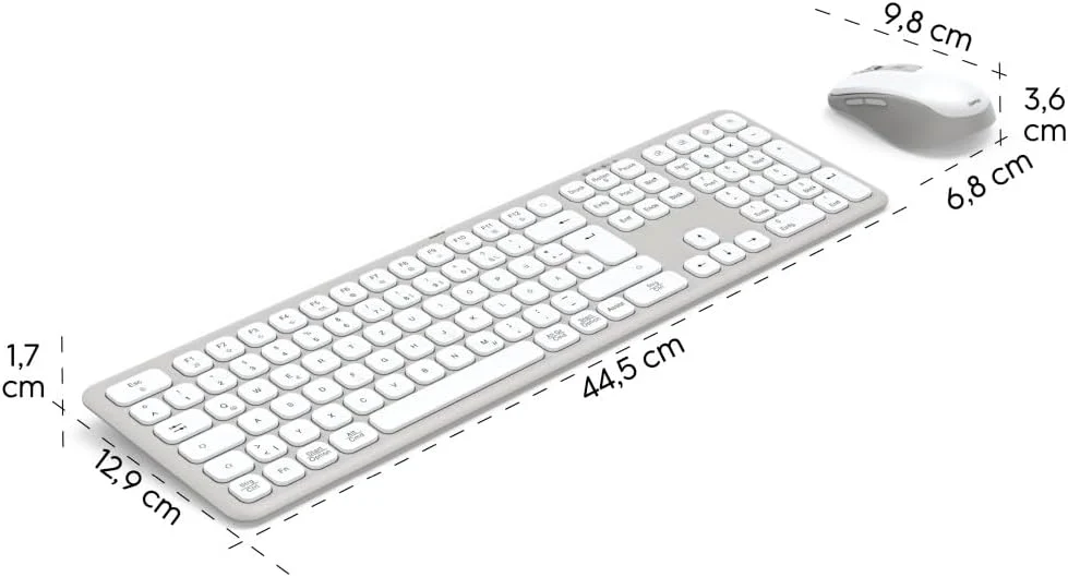 Hama Tastatur-Maus-Set kabellos WKM-550 (Multi-Device 2,4GHz via USB-Empfänger + 2X Bluetooth für PC, Laptop, Tablet, 10 m Reichweite, deutsches QWERTZ-Layout, leise, batteriebetrieben) weiß - Image 3