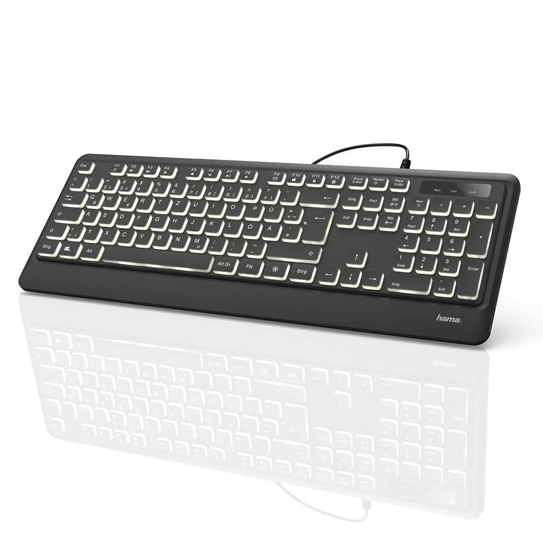 Hama USB Tastatur beleuchtet mit Kabel KC-550 & Amazon Basics - Optische Maus mit 3 Tasten und USB-Anschluss für Windows und Mac OS X, 1 Stück, Schwarz - Image 3