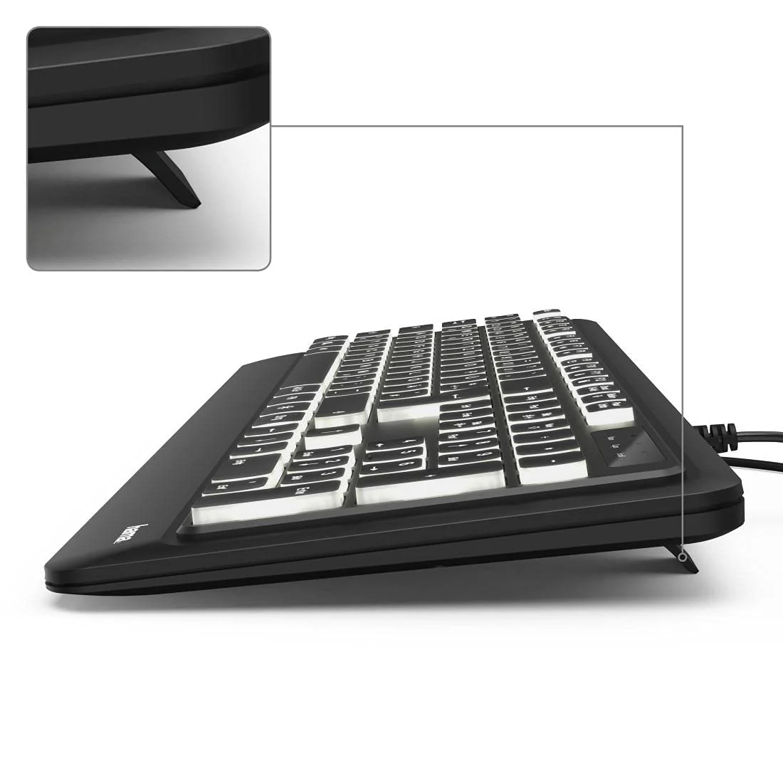 Hama USB Tastatur beleuchtet mit Kabel KC-550 & Amazon Basics - Optische Maus mit 3 Tasten und USB-Anschluss für Windows und Mac OS X, 1 Stück, Schwarz - Image 5