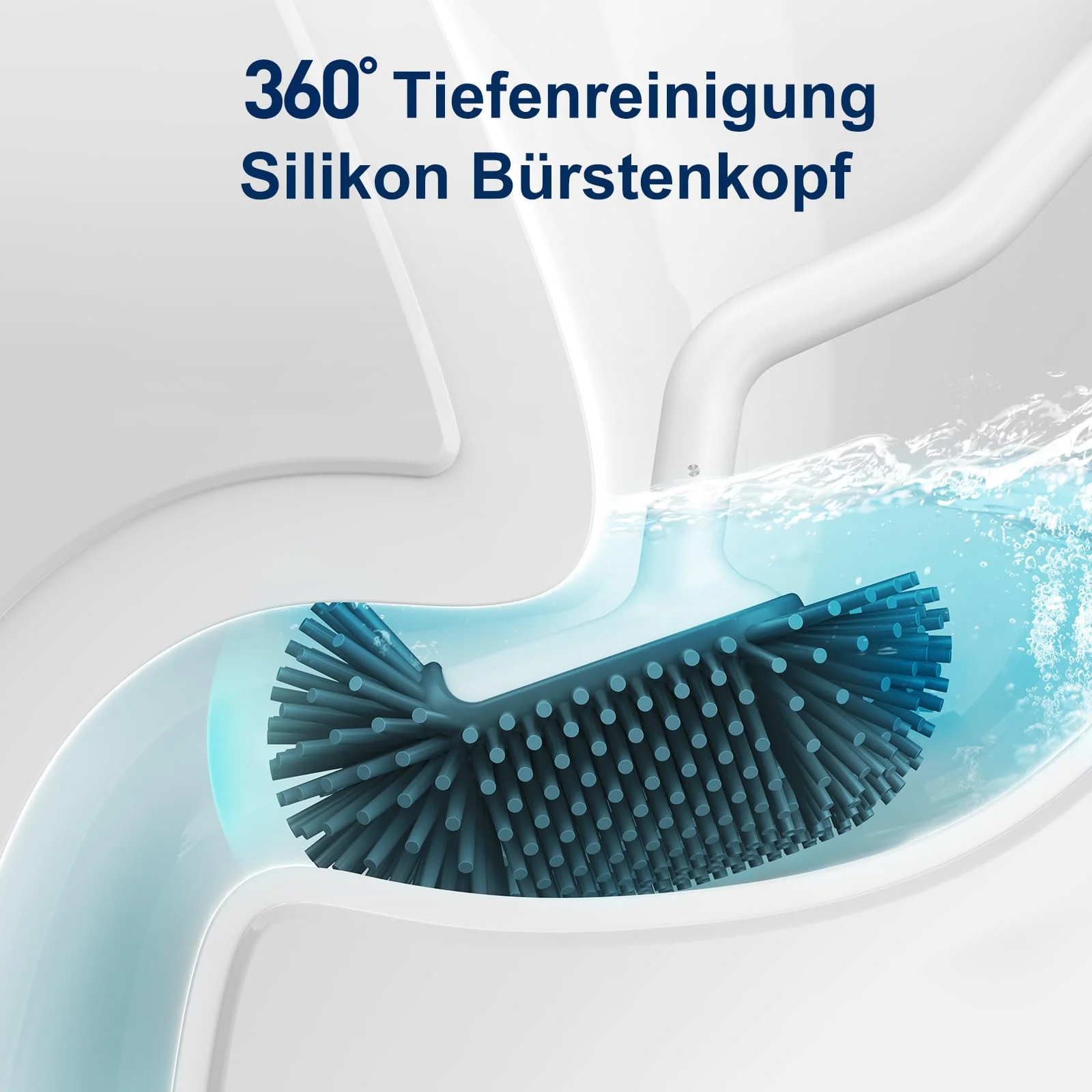HAMITOR Klobürste Silikon Toilettenbürste mit Halter: Flexible Wc Bürste mit randreiniger - Schnell Trocknendem Klobürstenhalter Set für Badezimmer Zubehör- Hängende Toilet Brush Weiß Ohne Bohren - Image 2