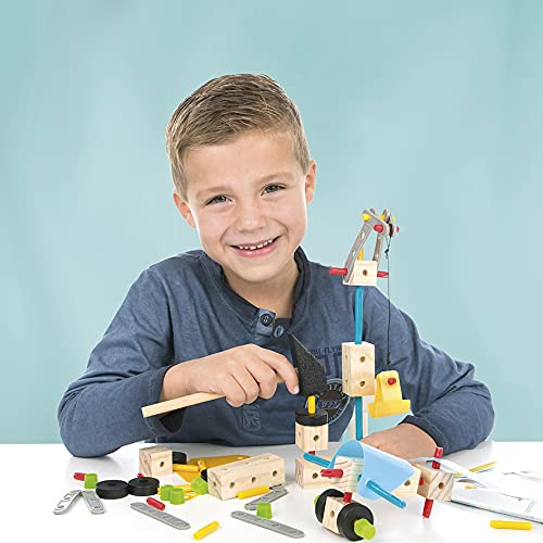 Hammerspiel Zimmermann-Set Carpenter King: mit Holzteilen in verschiedenen Größen und Formen, Nägel und Hammer - Image 2