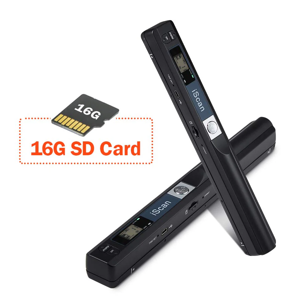[Handscanner ] Auflösung s/w und Farbe MUNBYN Dokumentenscanner/Scanner Mobil / 900DPI Wireless Tragbarer A4 Scanner mit Karte JPG und PDF Format -16G Micro SD- Schwarz